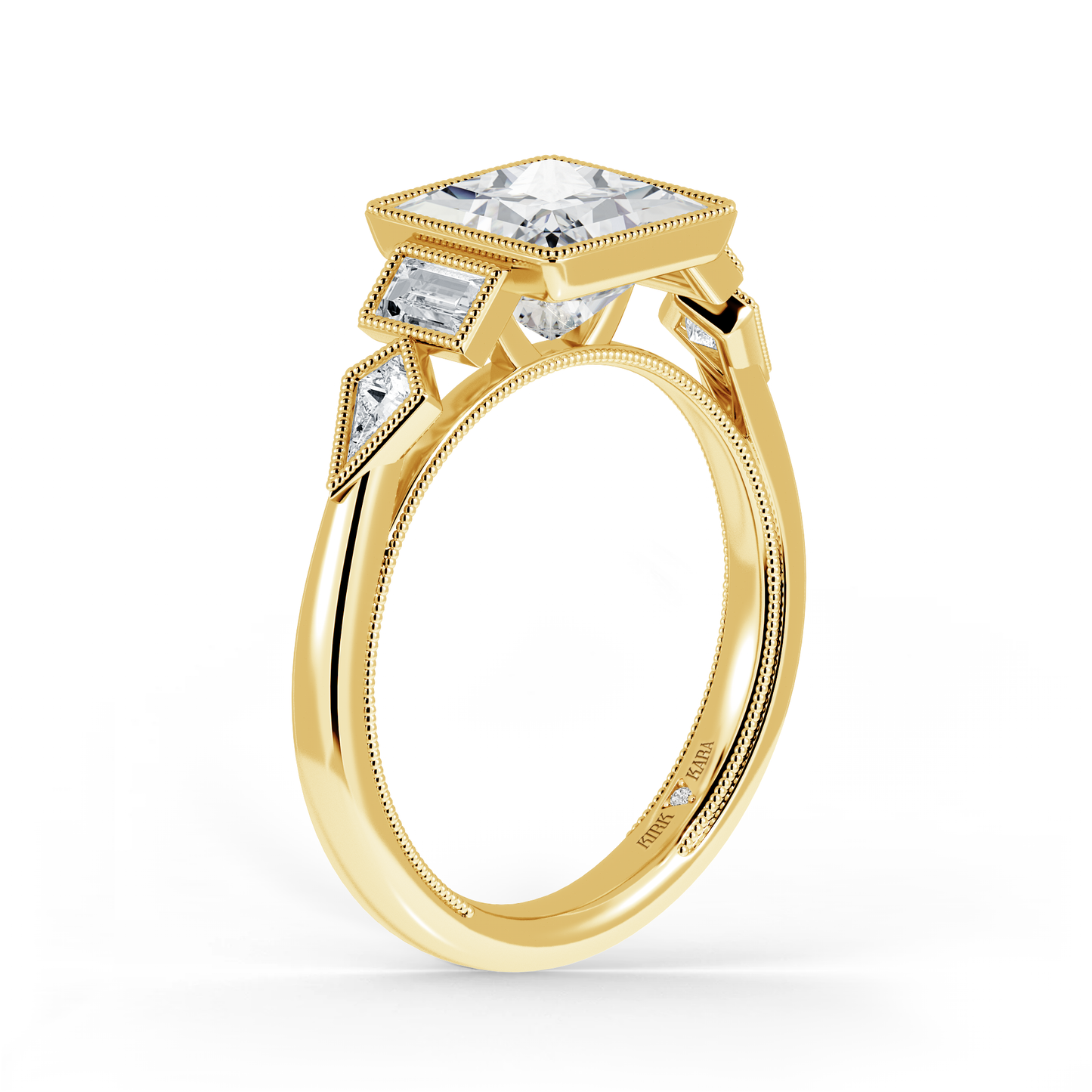Preset Princess Bezel Fancy Lab Diamond Engagement Ring - Center Diamond Included