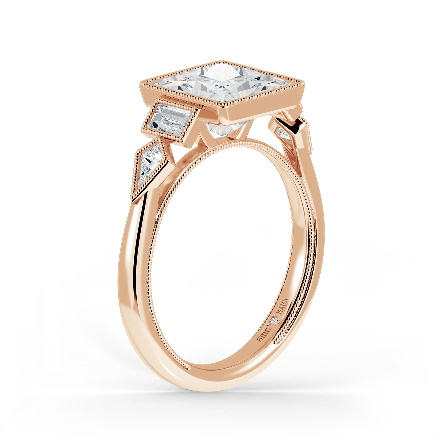 Modern Bezel Cathedral Diamond Engagement Ring