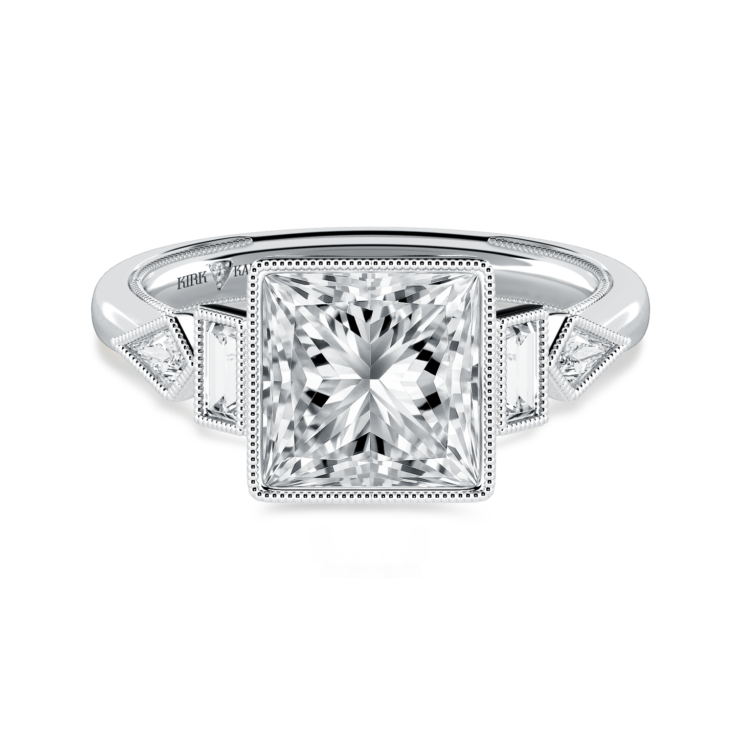Modern Bezel Cathedral Diamond Engagement Ring
