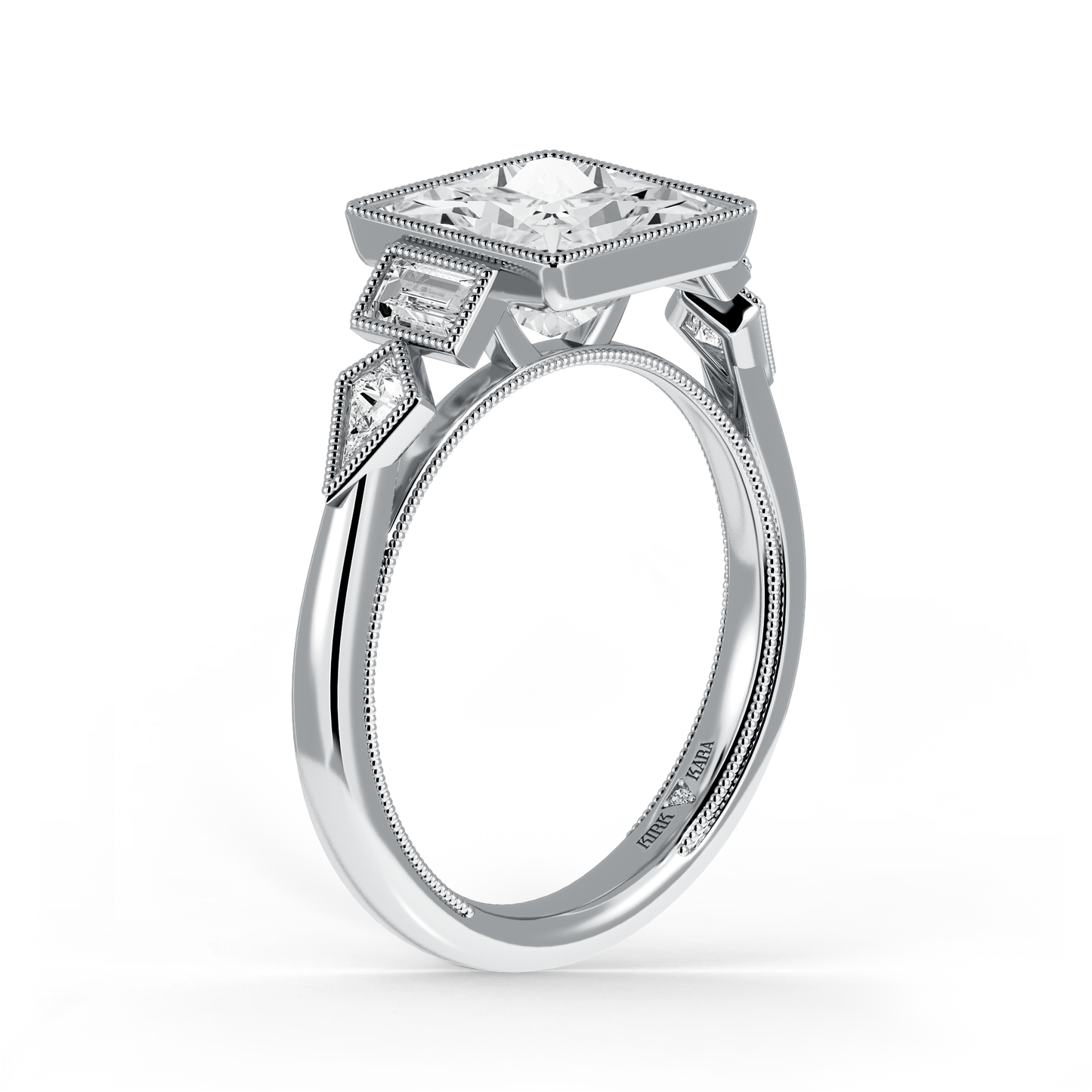 Modern Bezel Cathedral Diamond Engagement Ring
