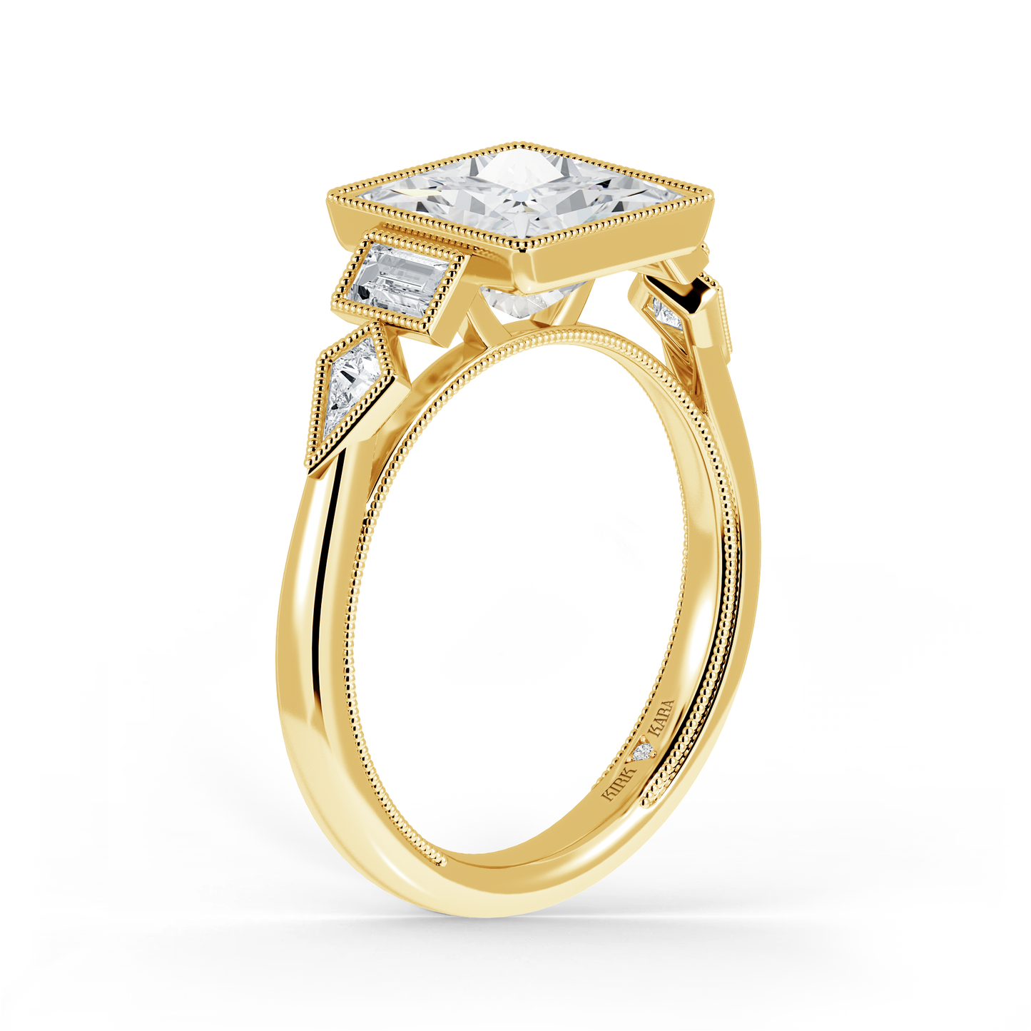 Modern Bezel Cathedral Diamond Engagement Ring