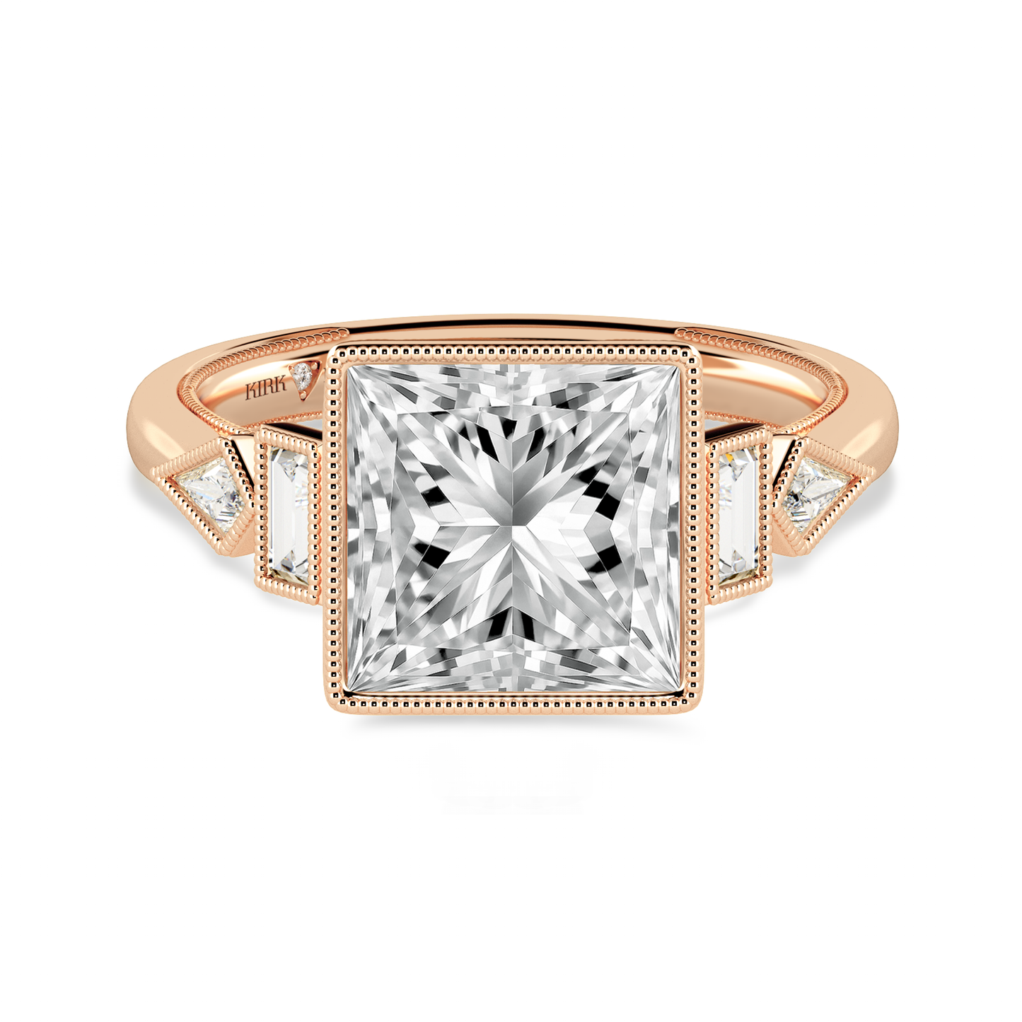 Preset Princess Bezel Fancy Lab Diamond Engagement Ring - Center Diamond Included