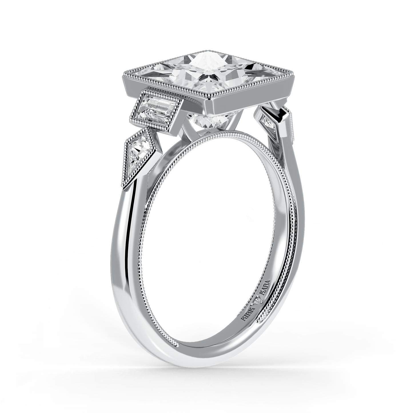 Preset Princess Bezel Fancy Lab Diamond Engagement Ring - Center Diamond Included