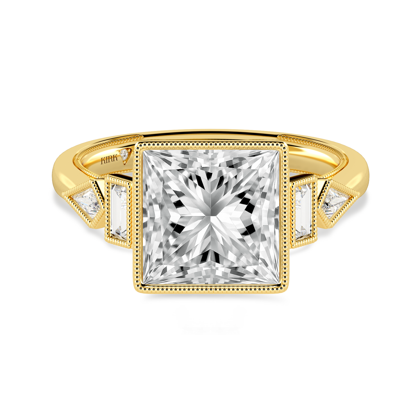 Preset Princess Bezel Fancy Lab Diamond Engagement Ring - Center Diamond Included