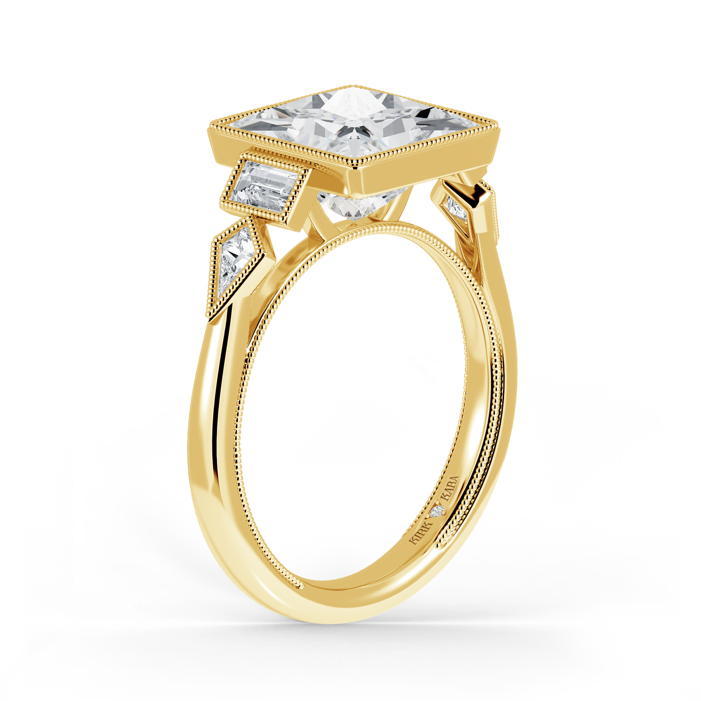 Preset Princess Bezel Fancy Lab Diamond Engagement Ring - Center Diamond Included