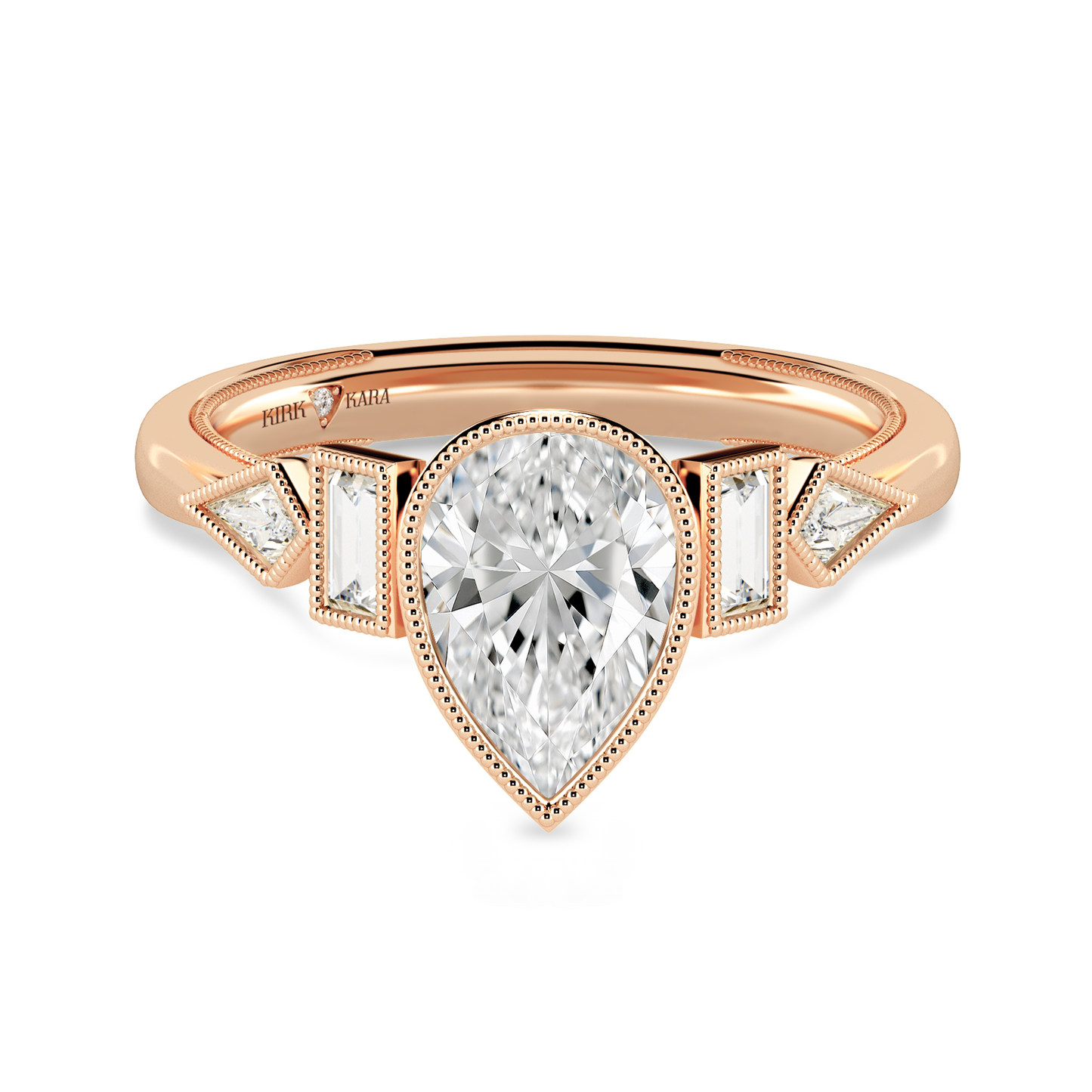 Preset Pear Bezel Fancy Lab Diamond Engagement Ring - Center Diamond Included