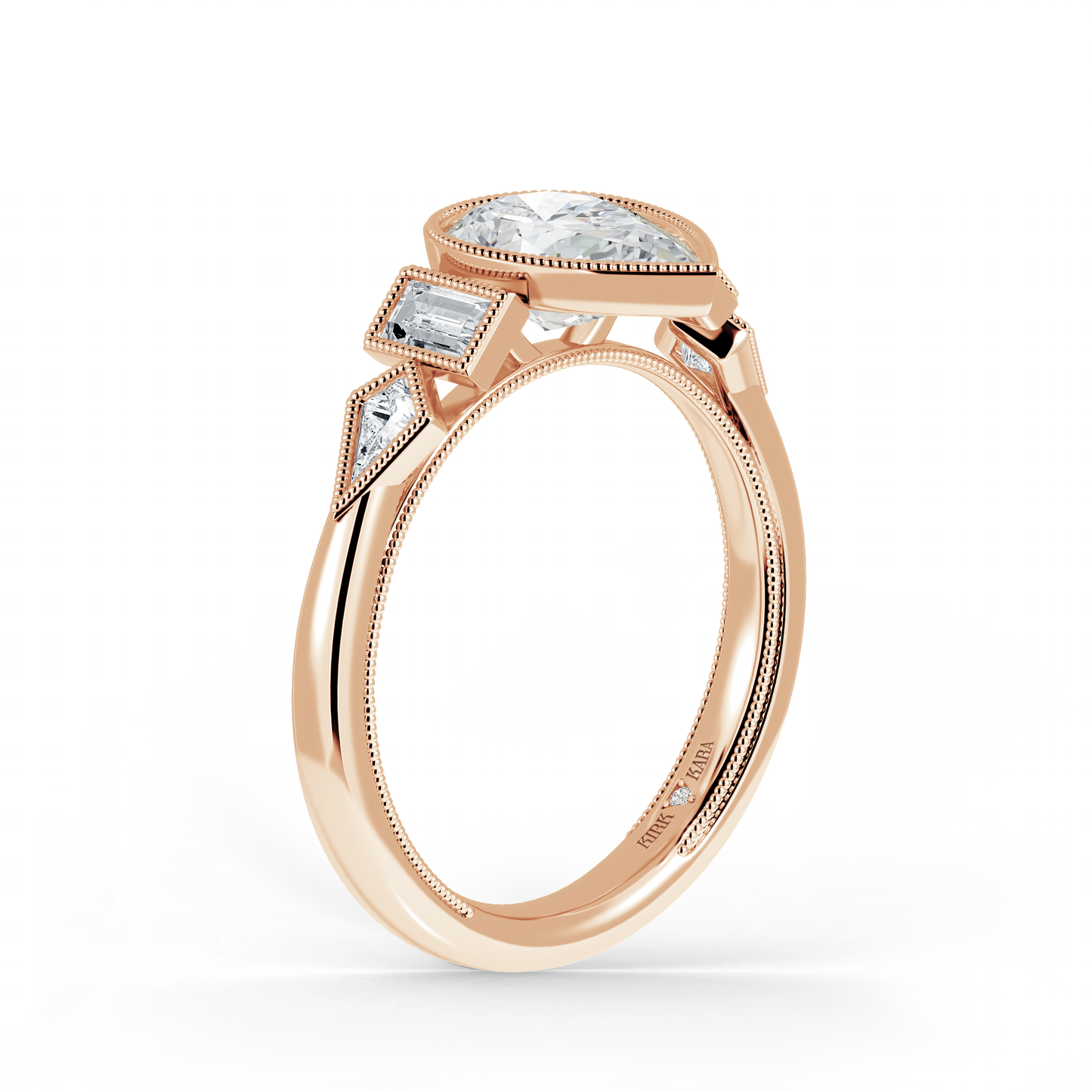 Preset Pear Bezel Fancy Lab Diamond Engagement Ring - Center Diamond Included