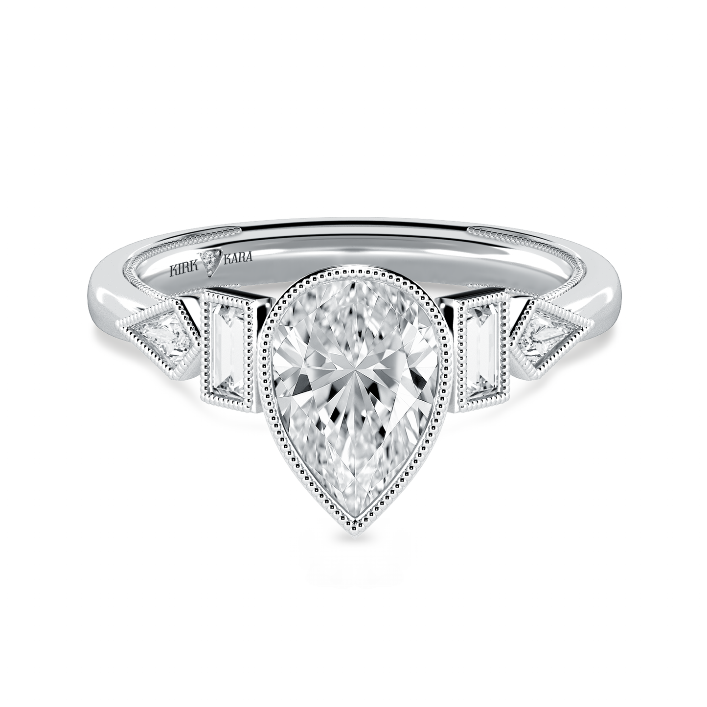 Preset Pear Bezel Fancy Lab Diamond Engagement Ring - Center Diamond Included