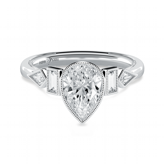 Preset Pear Bezel Fancy Lab Diamond Engagement Ring - Center Diamond Included
