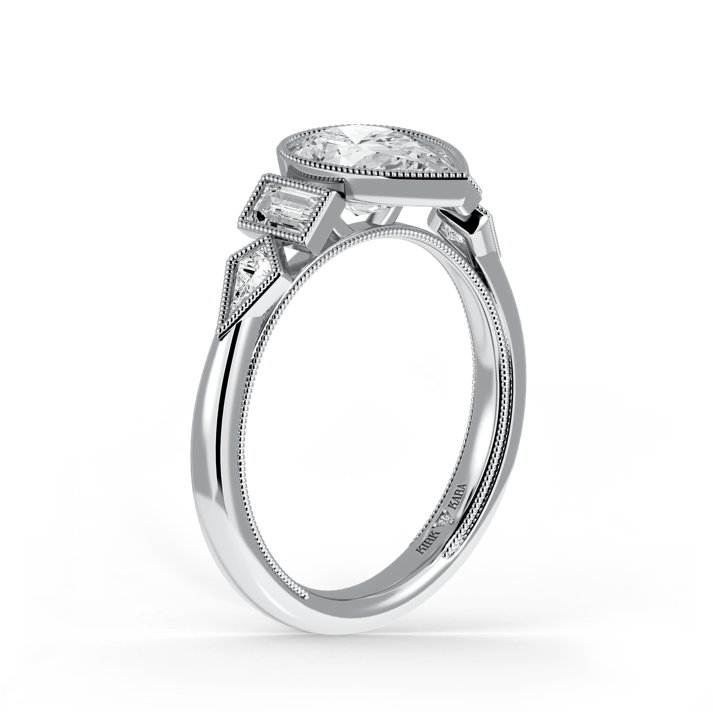 Preset Pear Bezel Fancy Lab Diamond Engagement Ring - Center Diamond Included