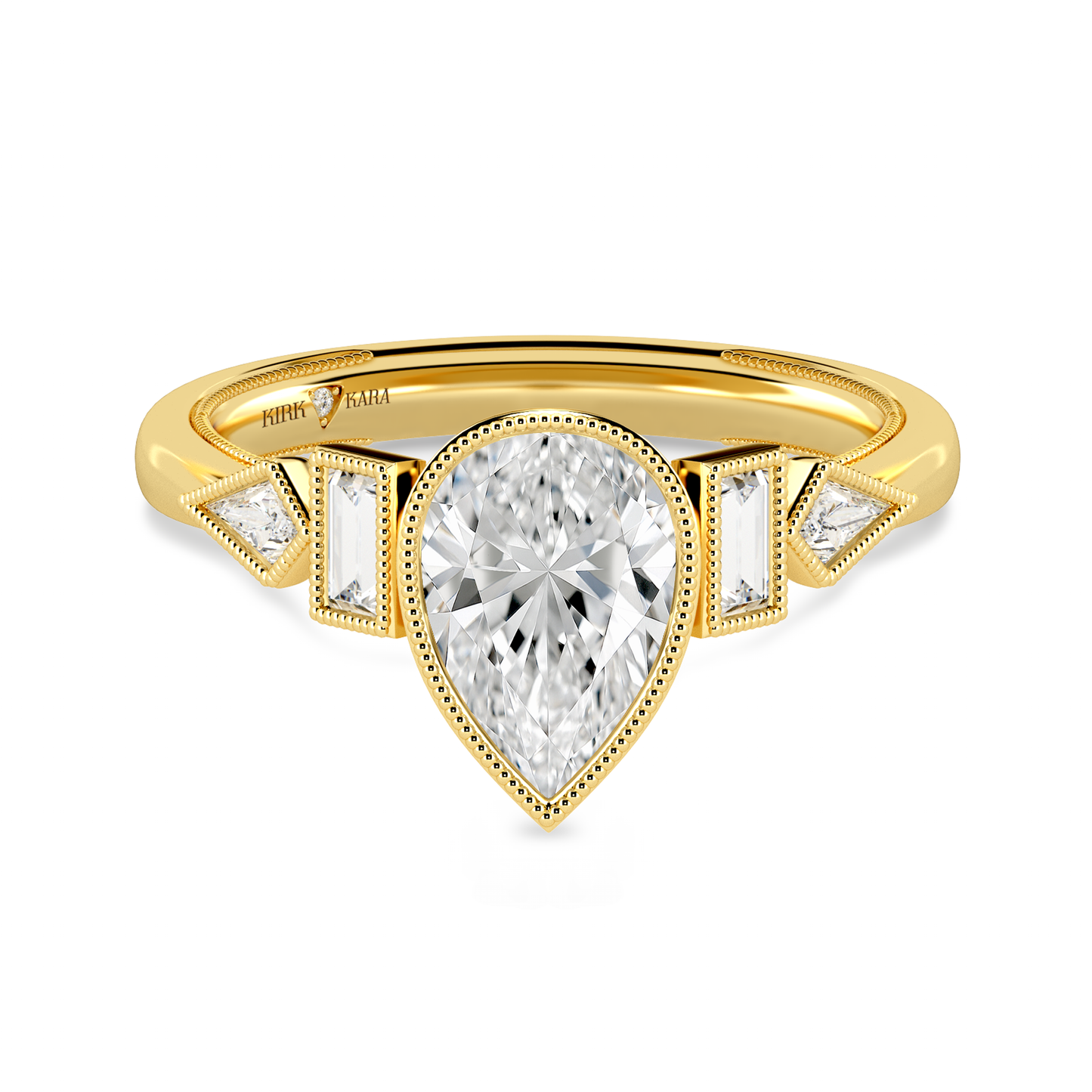 Preset Pear Bezel Fancy Lab Diamond Engagement Ring - Center Diamond Included