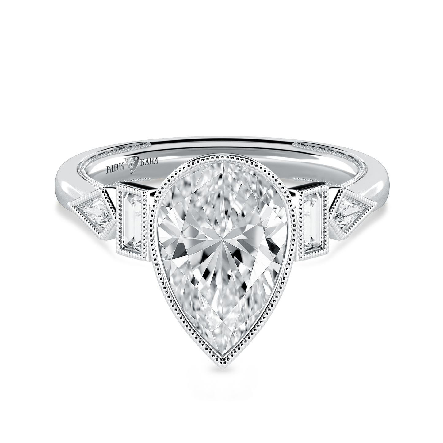 Modern Bezel Cathedral Diamond Engagement Ring