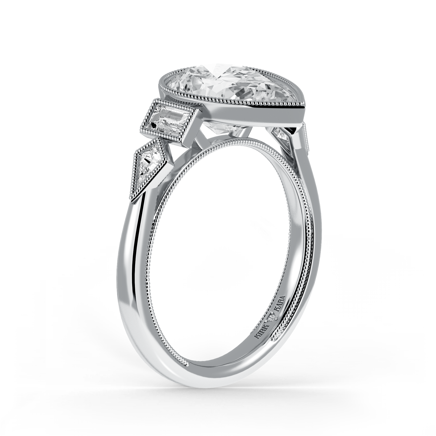 Preset Pear Bezel Fancy Lab Diamond Engagement Ring - Center Diamond Included