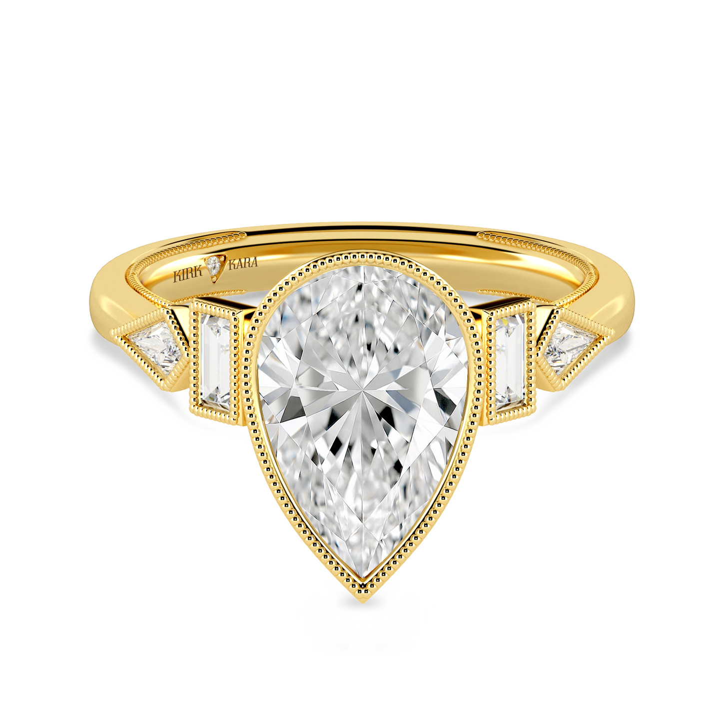 Preset Pear Bezel Fancy Lab Diamond Engagement Ring - Center Diamond Included