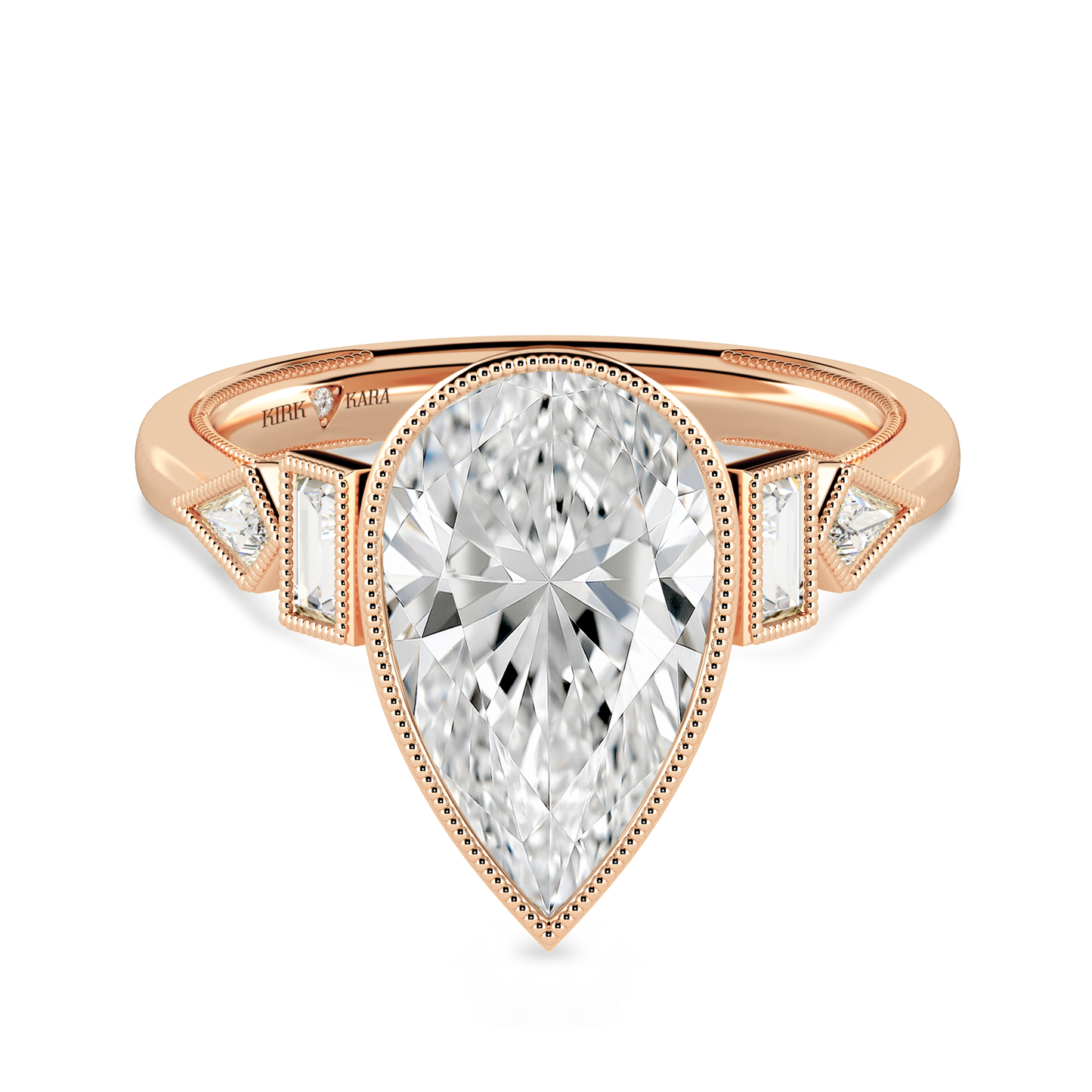 Preset Pear Bezel Fancy Lab Diamond Engagement Ring - Center Diamond Included