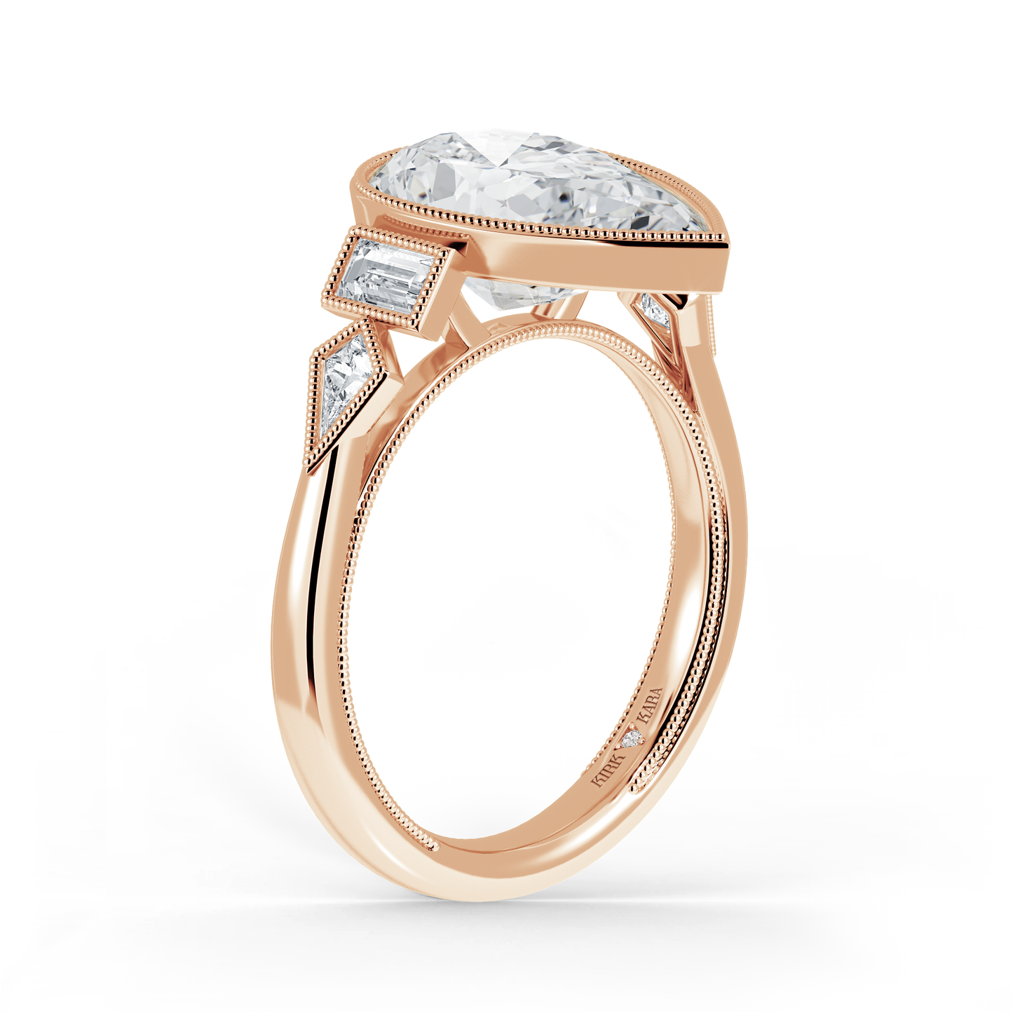 Preset Pear Bezel Fancy Lab Diamond Engagement Ring - Center Diamond Included