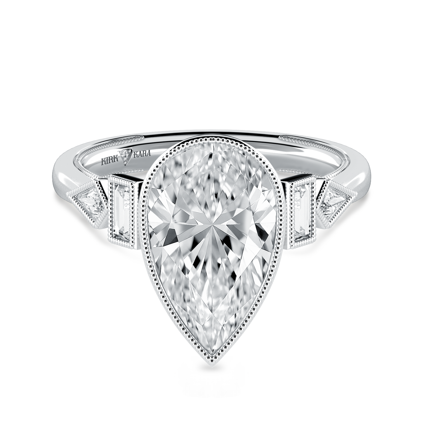 Preset Pear Bezel Fancy Lab Diamond Engagement Ring - Center Diamond Included