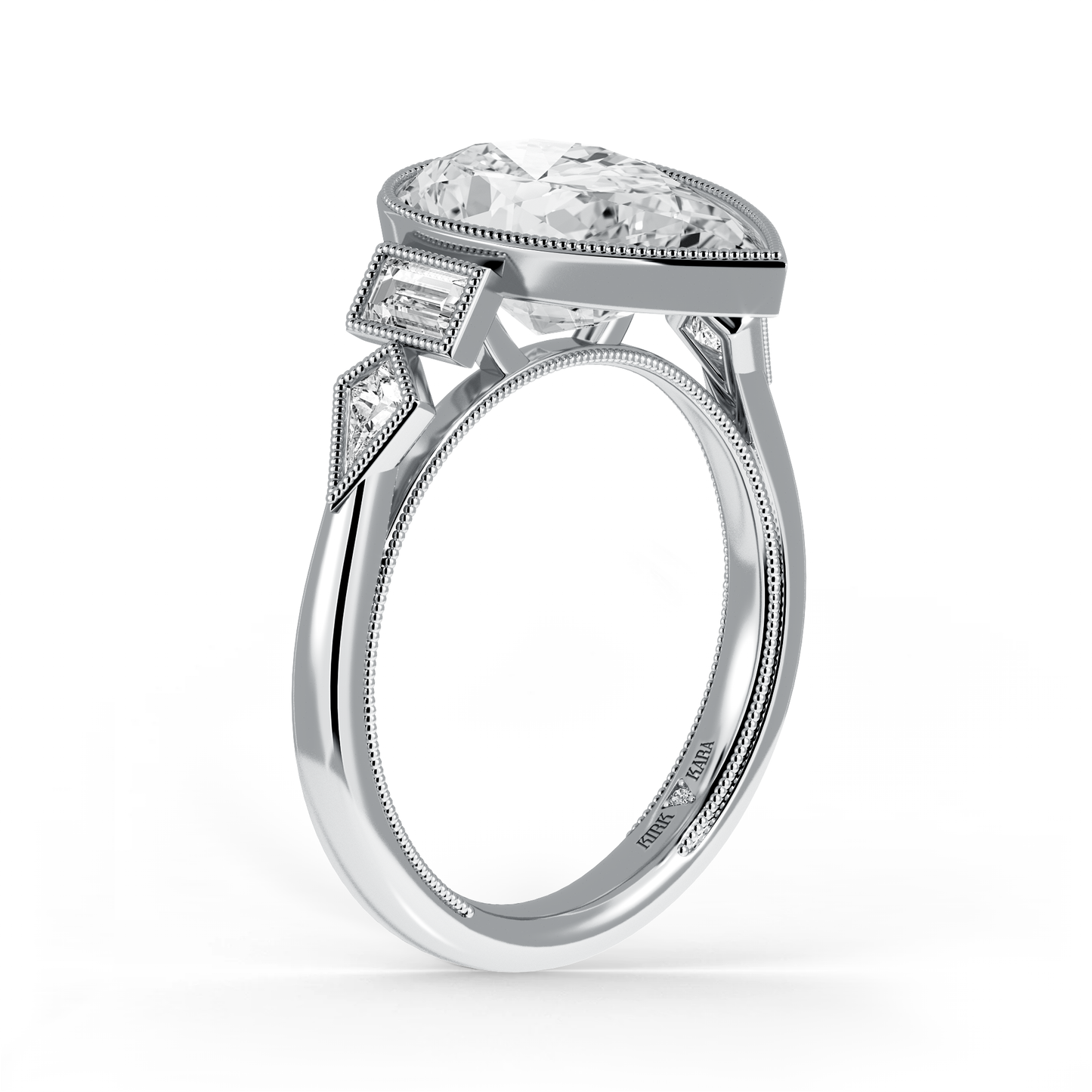 Preset Pear Bezel Fancy Lab Diamond Engagement Ring - Center Diamond Included