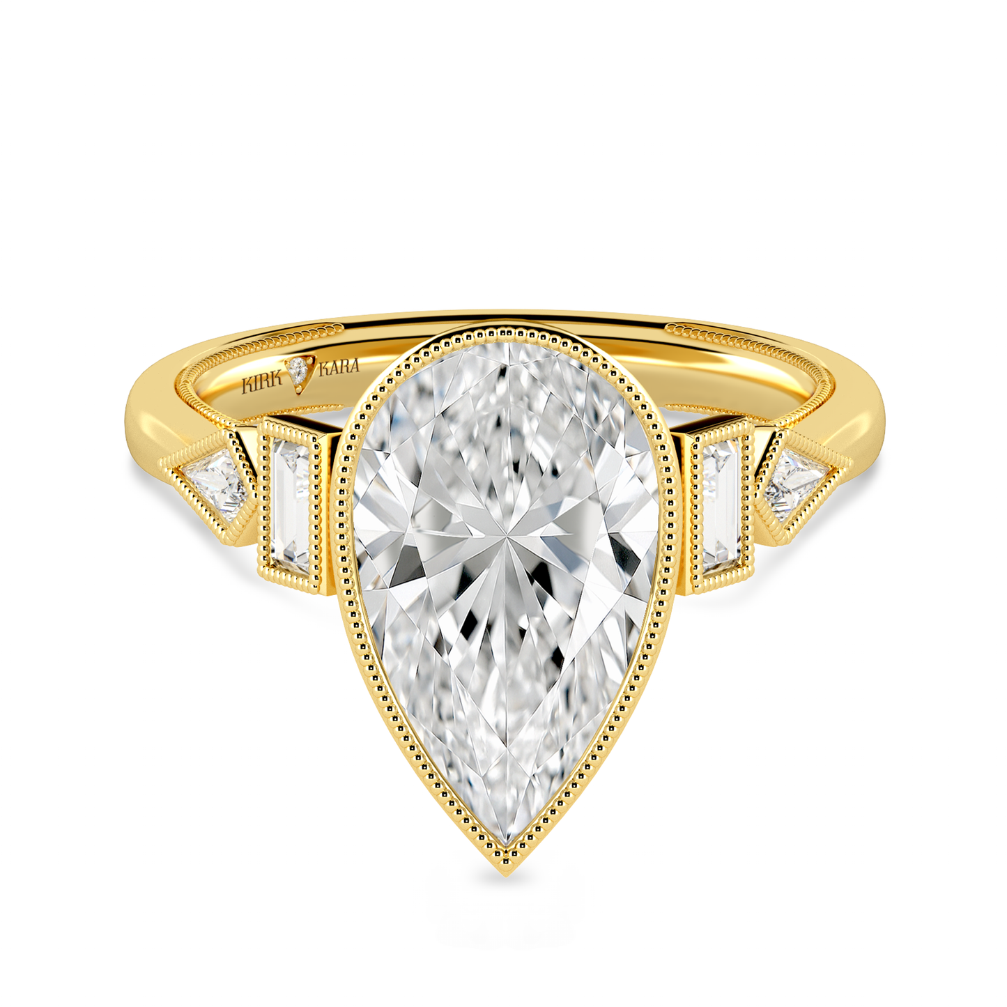 Preset Pear Bezel Fancy Lab Diamond Engagement Ring - Center Diamond Included