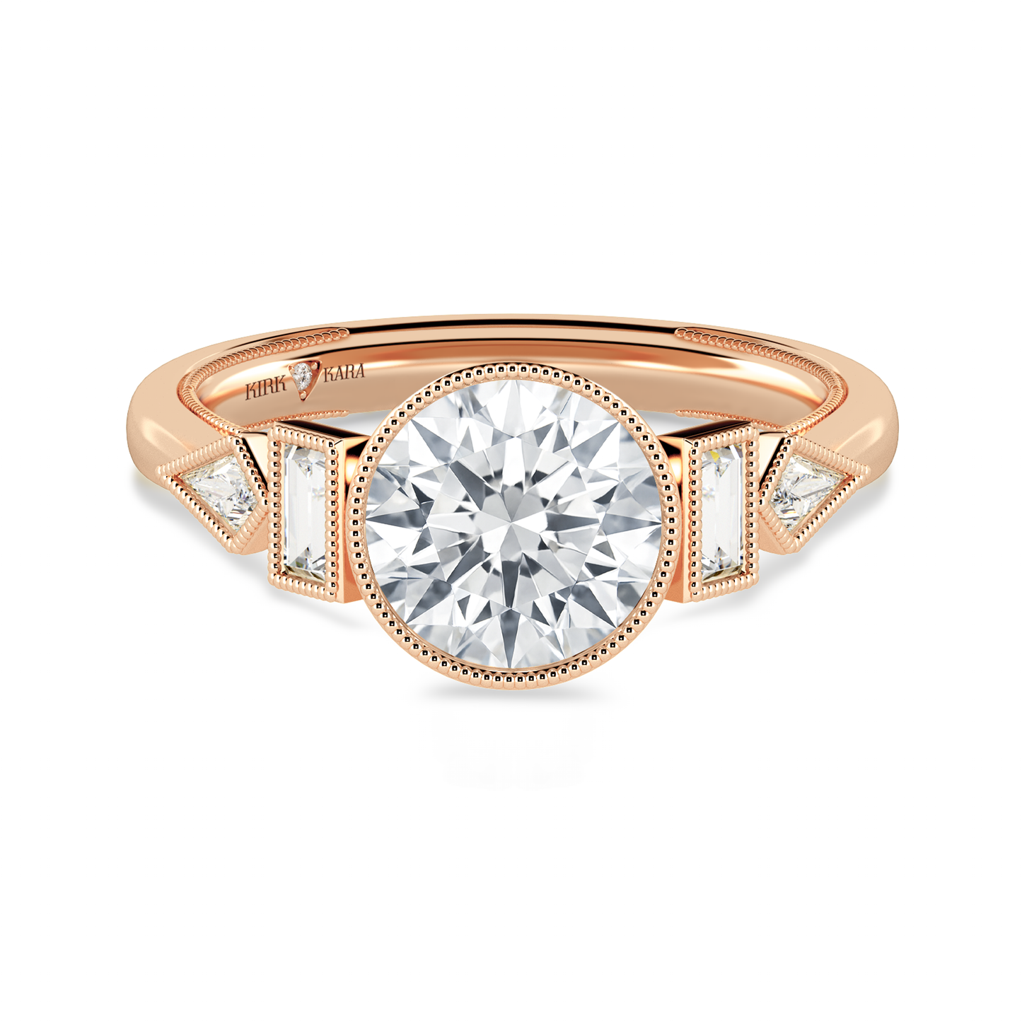 Preset Round Bezel Fancy Lab Diamond Engagement Ring - Center Diamond Included