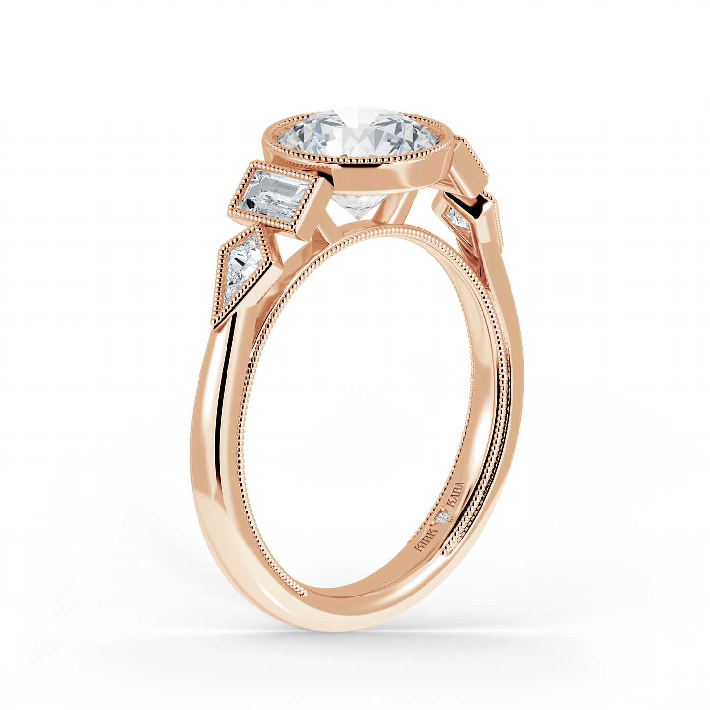 Preset Round Bezel Fancy Lab Diamond Engagement Ring - Center Diamond Included