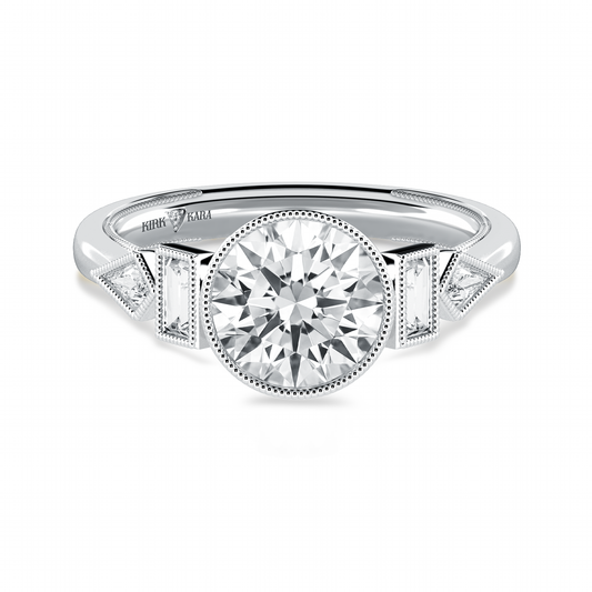 Preset Round Bezel Fancy Lab Diamond Engagement Ring - Center Diamond Included