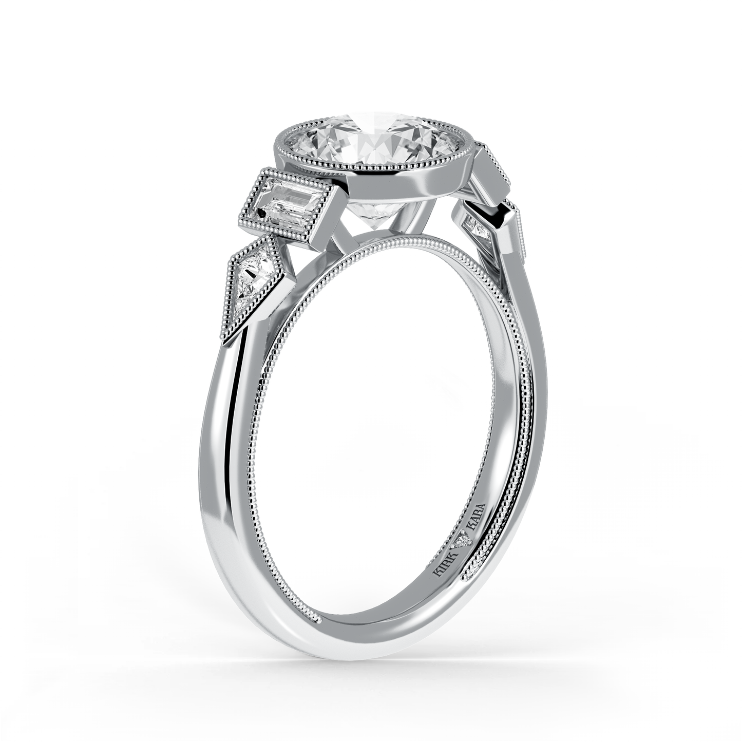 Preset Round Bezel Fancy Lab Diamond Engagement Ring - Center Diamond Included