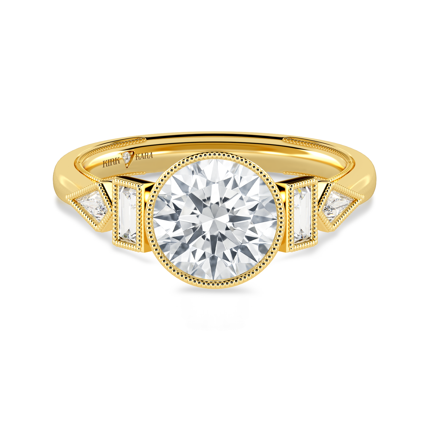 Preset Round Bezel Fancy Lab Diamond Engagement Ring - Center Diamond Included