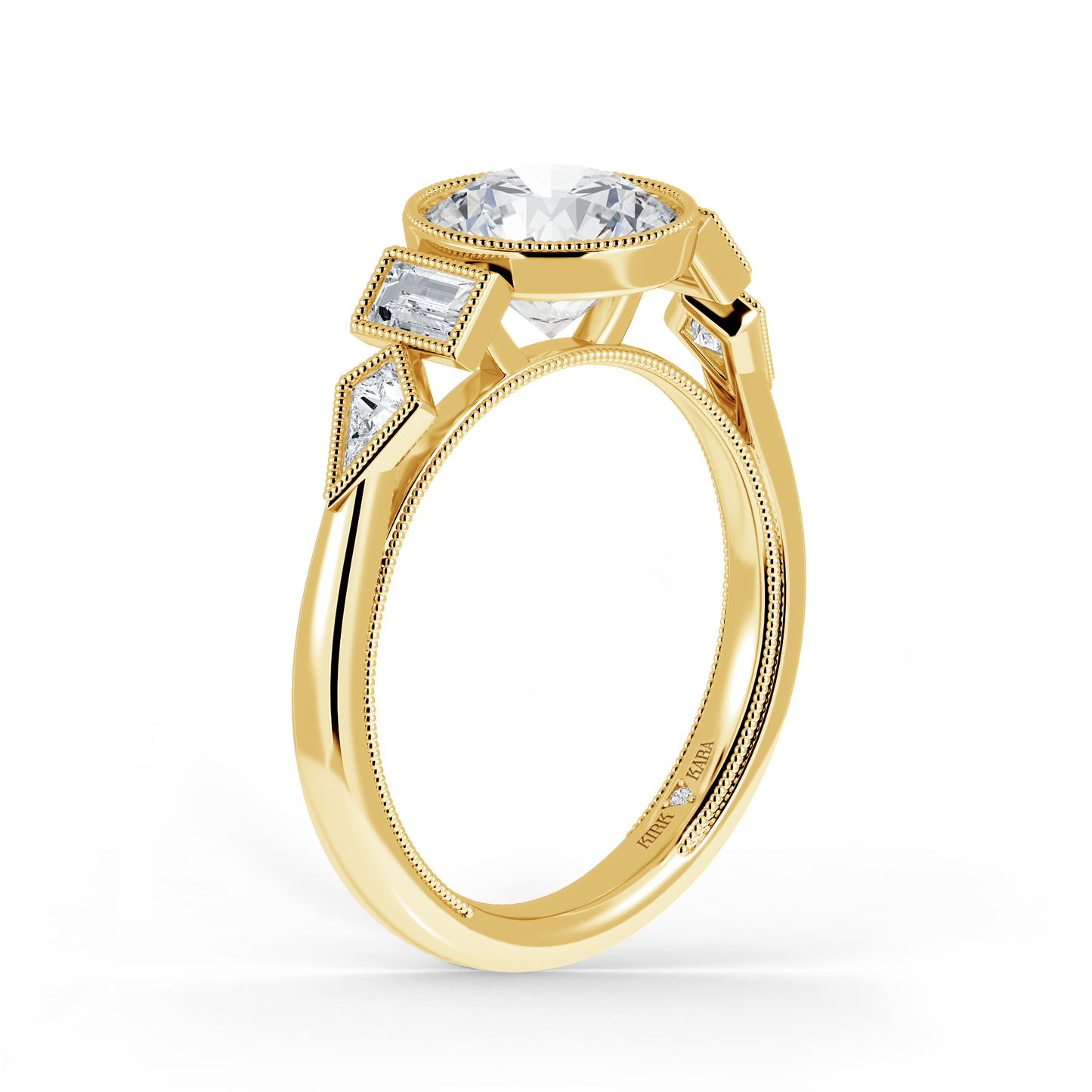 Preset Round Bezel Fancy Lab Diamond Engagement Ring - Center Diamond Included