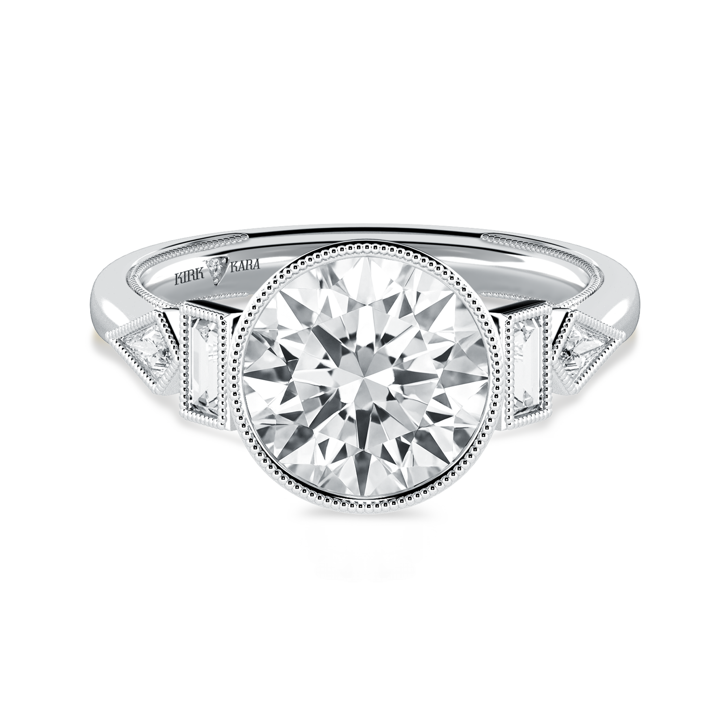 Modern Bezel Cathedral Diamond Engagement Ring