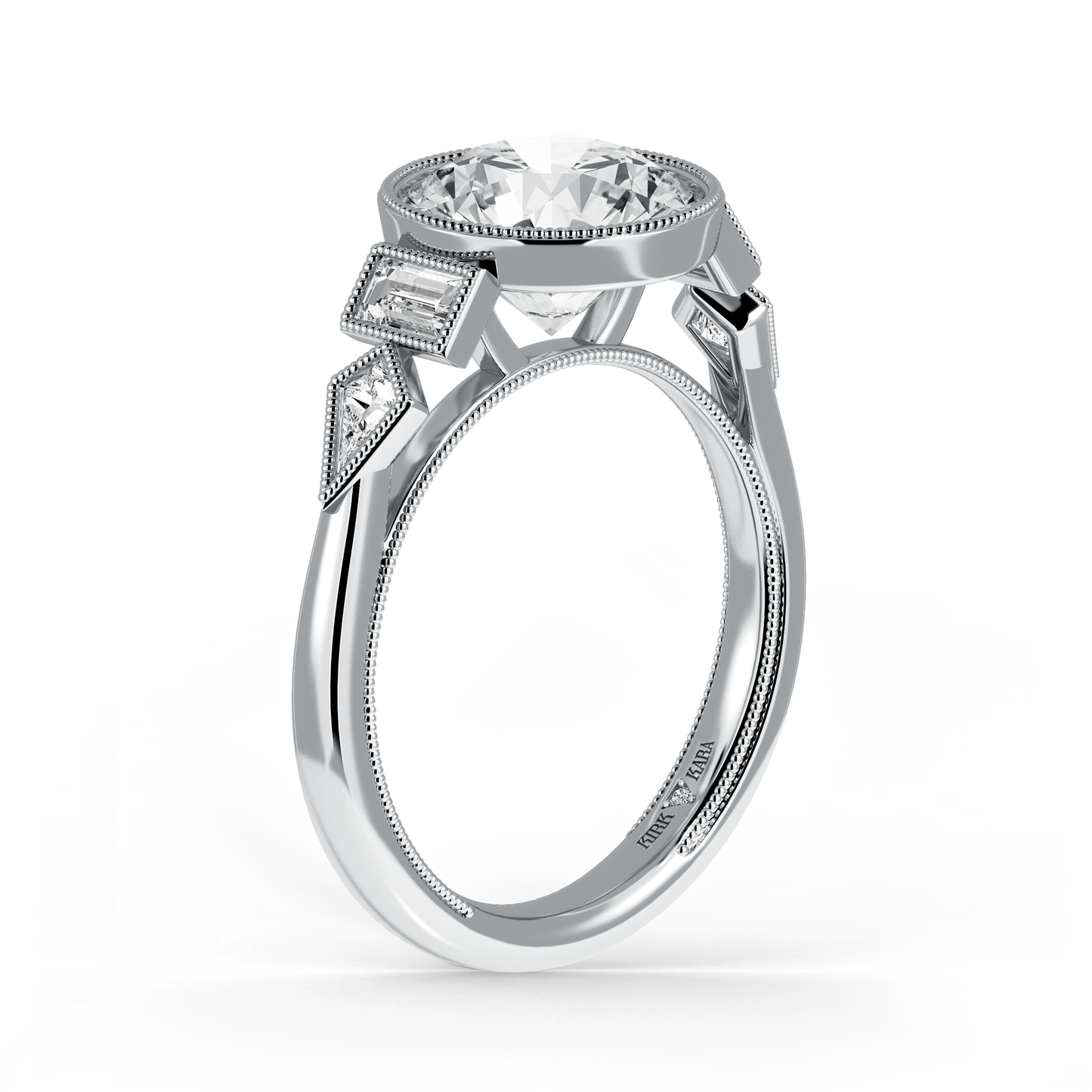 Modern Bezel Cathedral Diamond Engagement Ring