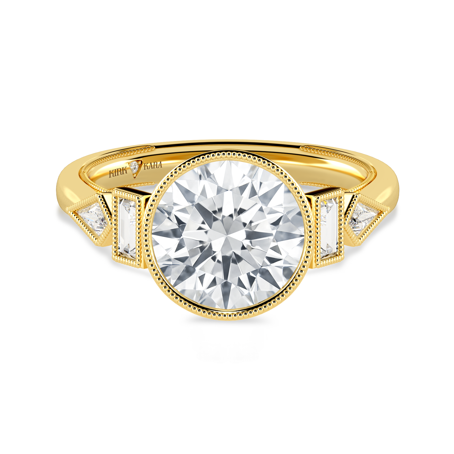 Preset Round Bezel Fancy Lab Diamond Engagement Ring - Center Diamond Included