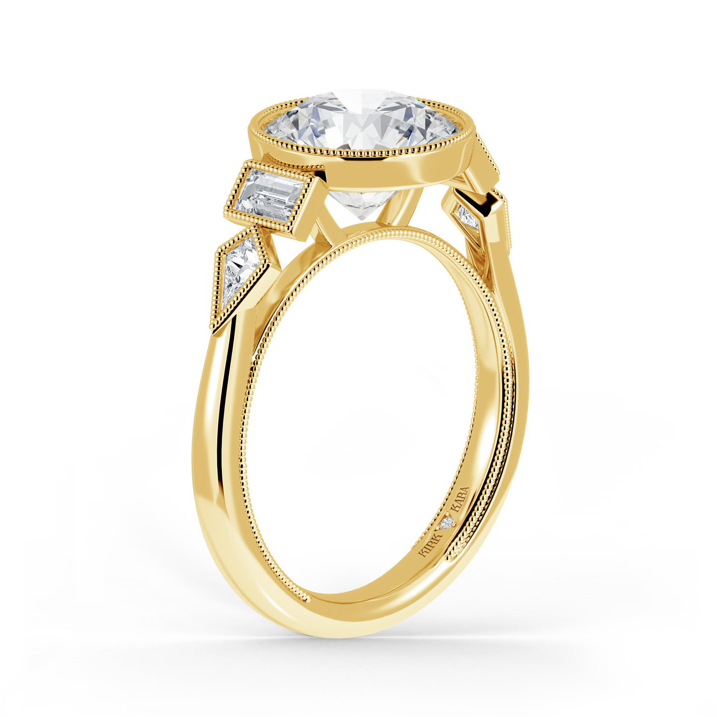 Modern Bezel Cathedral Diamond Engagement Ring