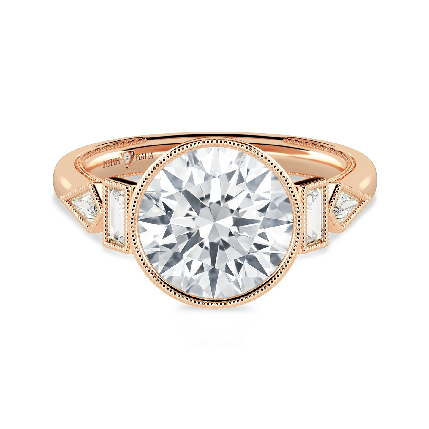 Preset Round Bezel Fancy Lab Diamond Engagement Ring - Center Diamond Included
