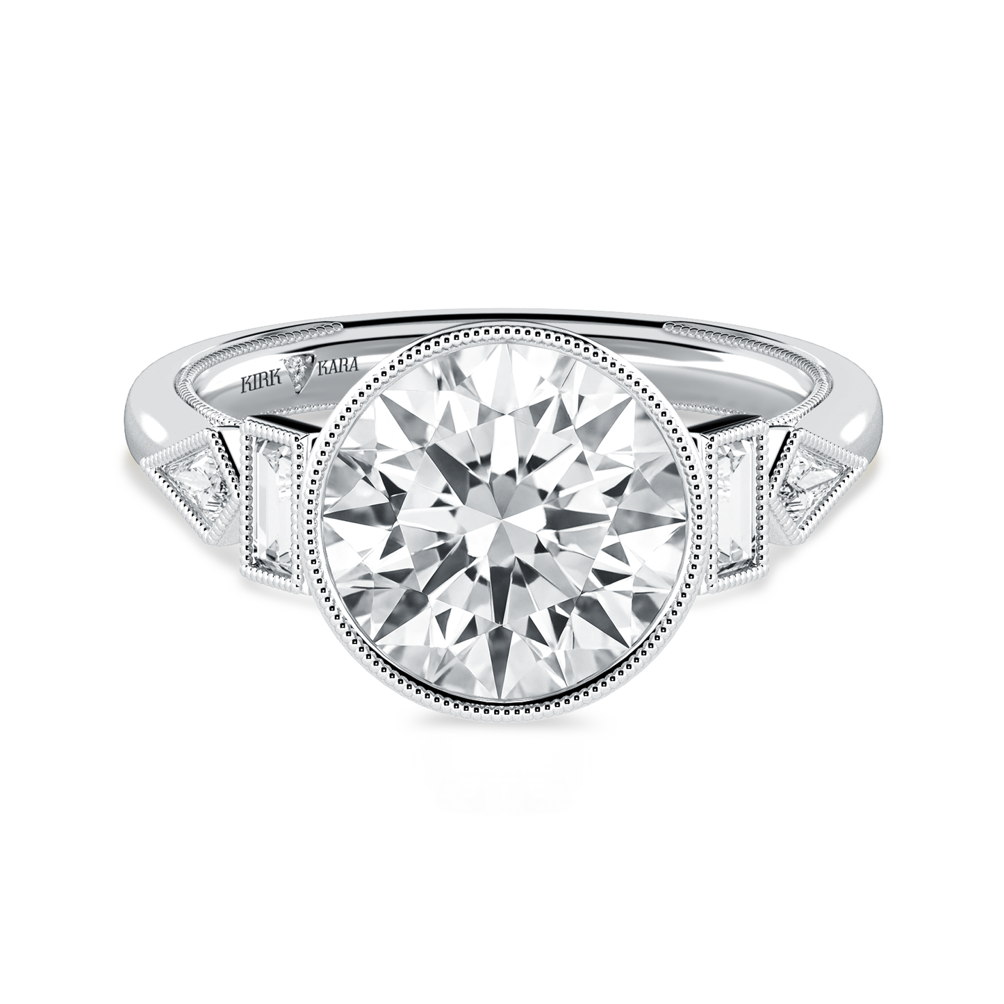 Preset Round Bezel Fancy Lab Diamond Engagement Ring - Center Diamond Included