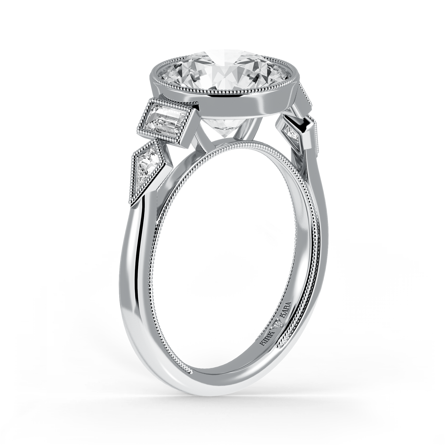 Preset Round Bezel Fancy Lab Diamond Engagement Ring - Center Diamond Included