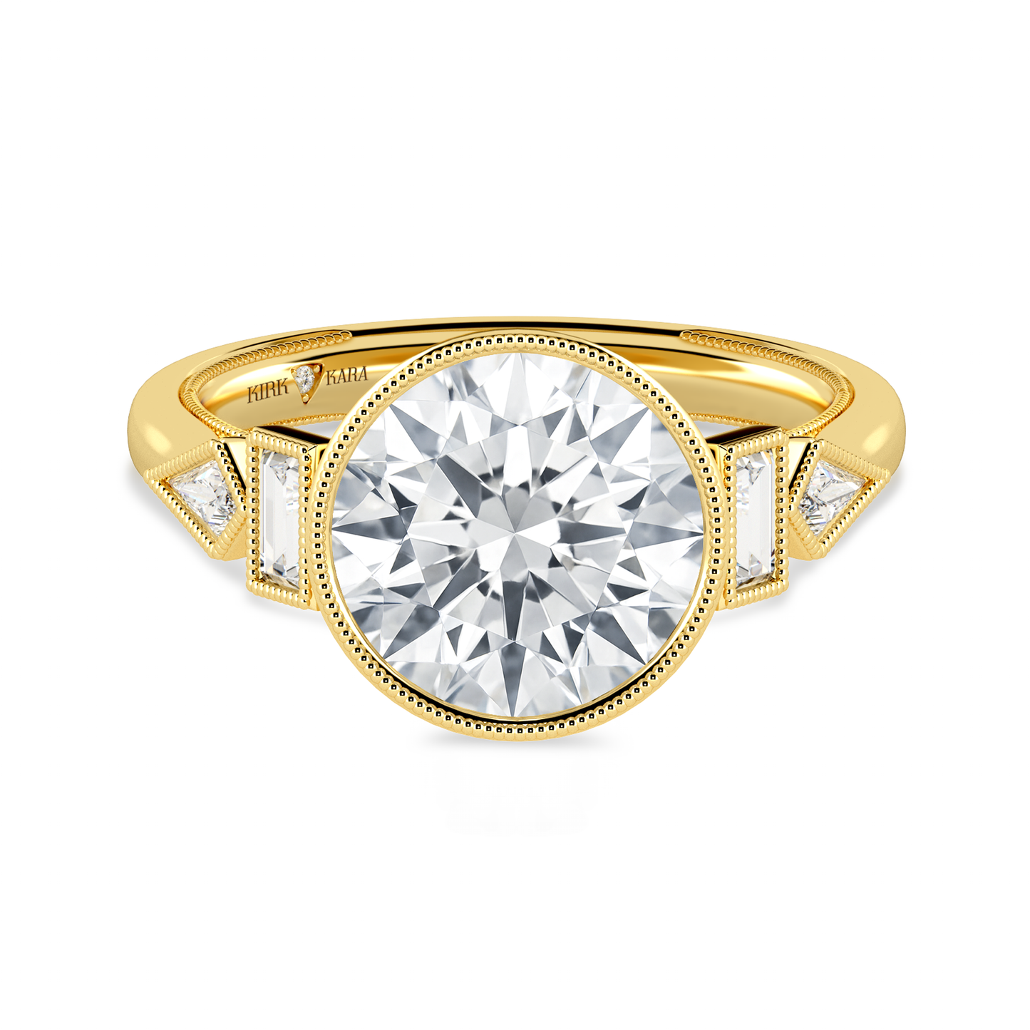 Preset Round Bezel Fancy Lab Diamond Engagement Ring - Center Diamond Included