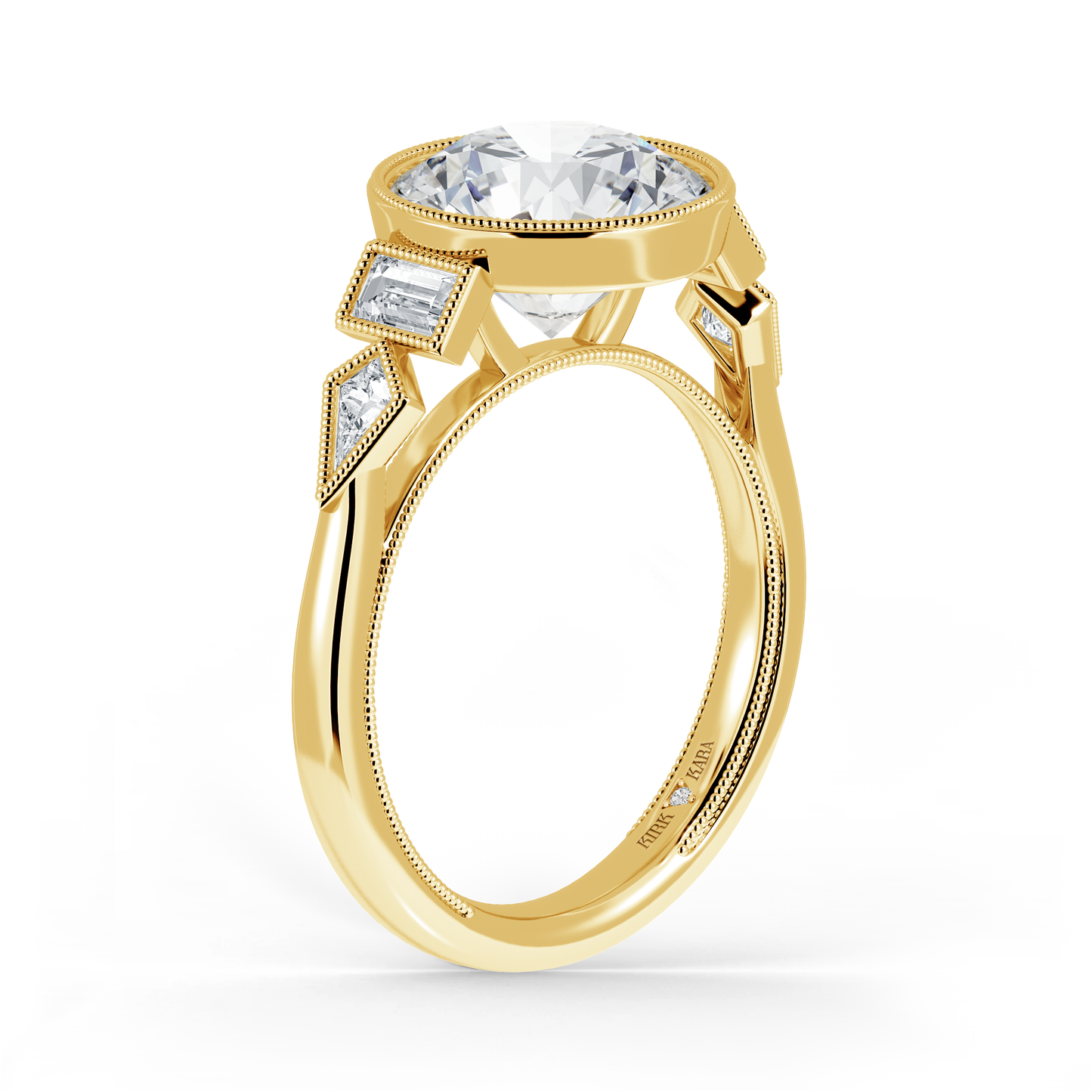Preset Round Bezel Fancy Lab Diamond Engagement Ring - Center Diamond Included