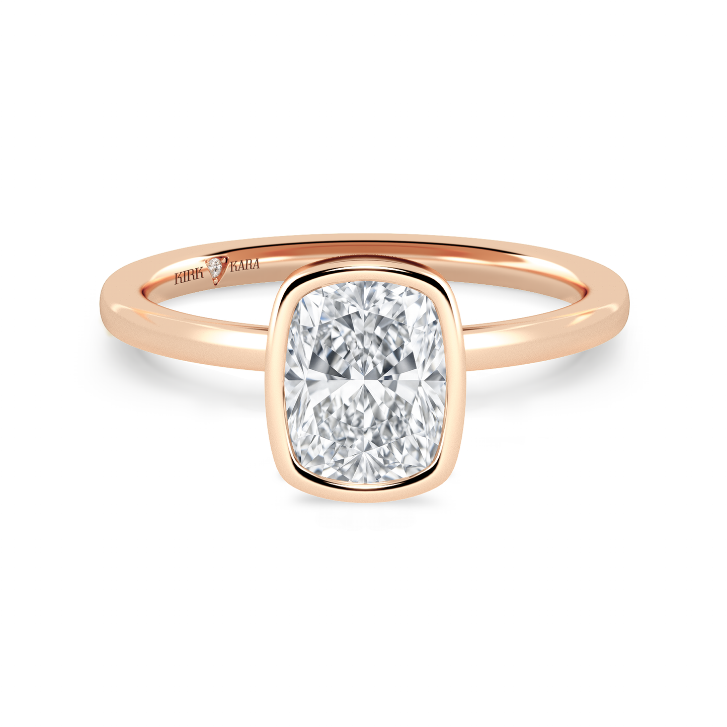 Preset Bezel Cushion Solitaire Engagement Ring - Center Diamond Included