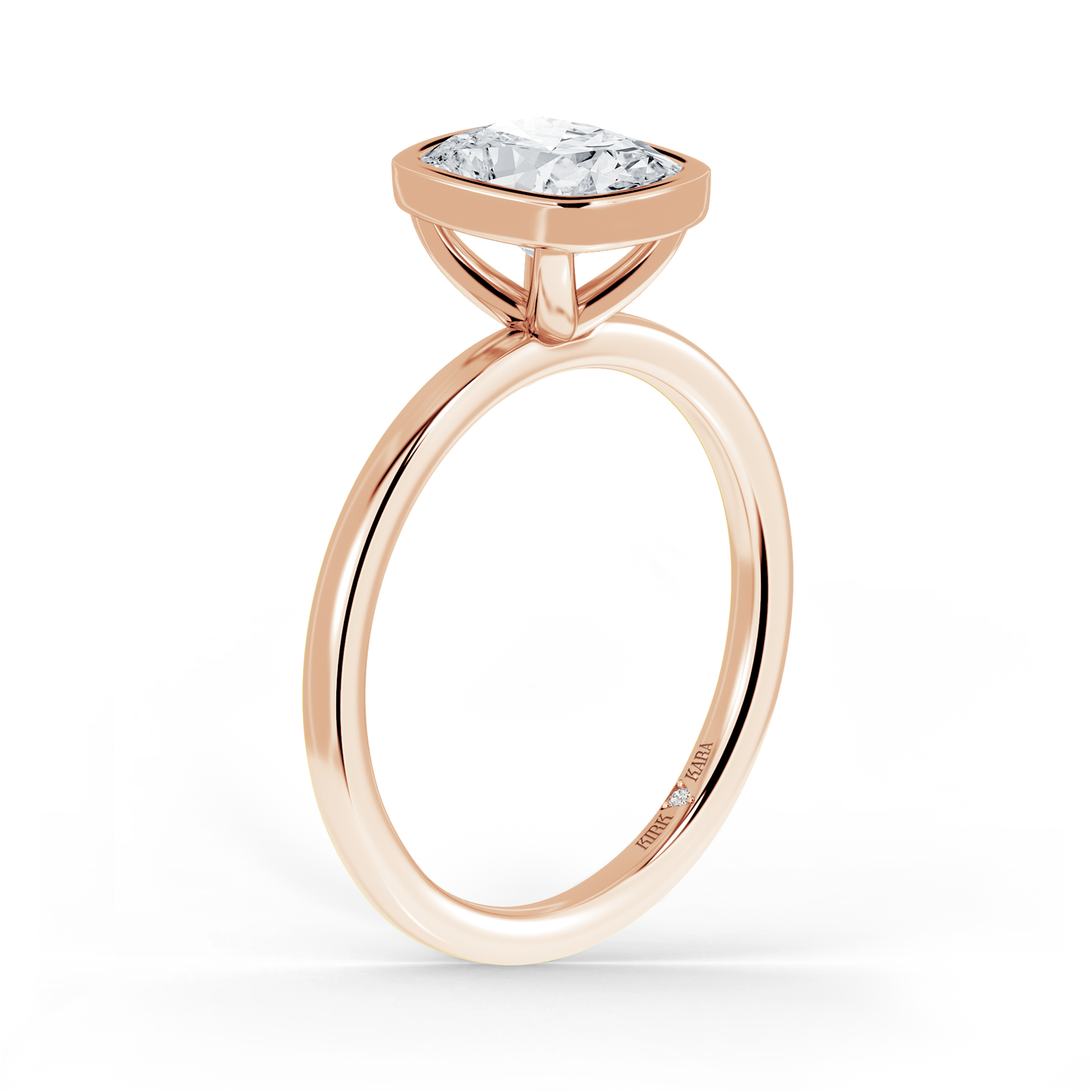 Preset Bezel Cushion Solitaire Engagement Ring - Center Diamond Included