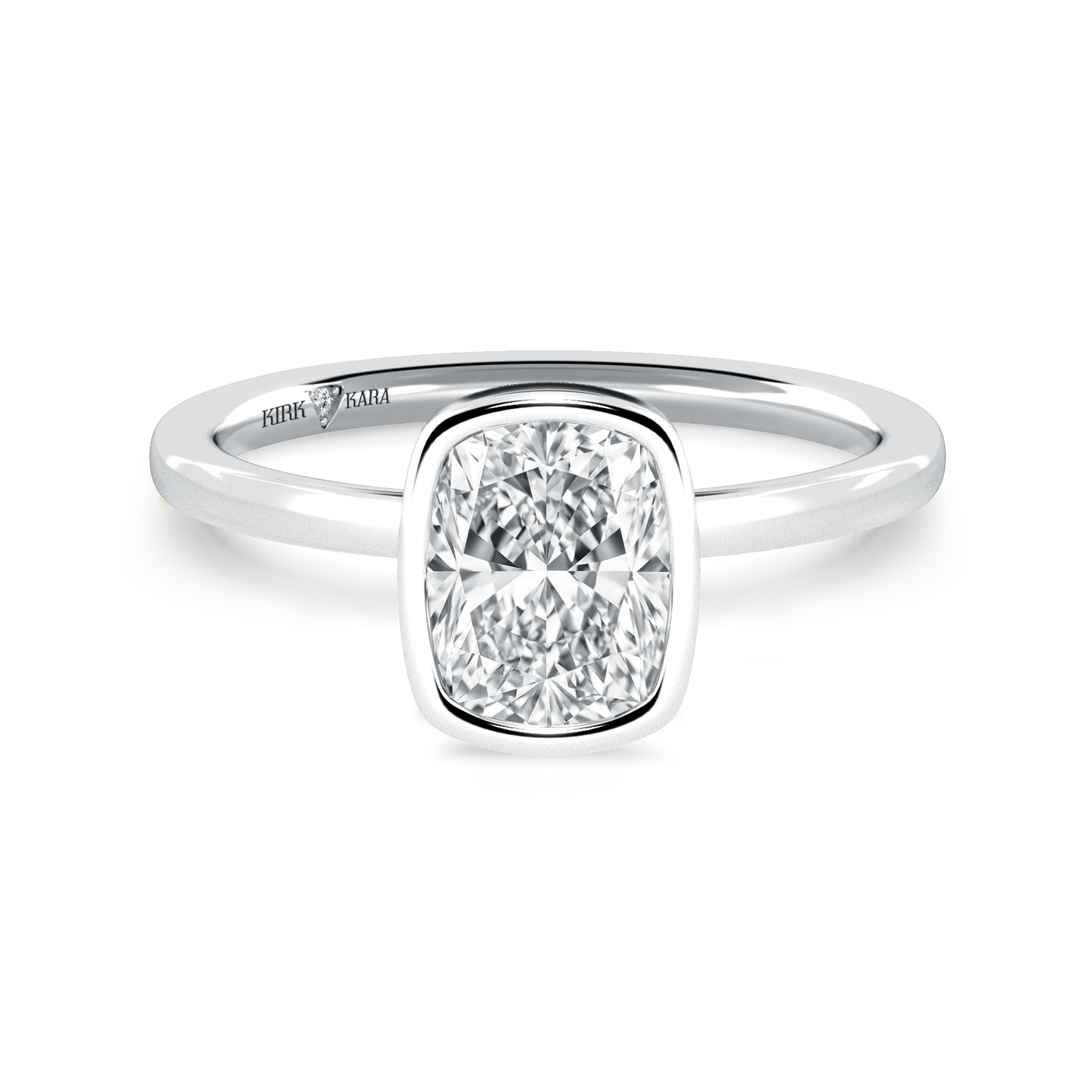 Preset Bezel Cushion Solitaire Engagement Ring - Center Diamond Included