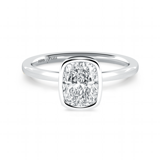 Preset Bezel Cushion Solitaire Engagement Ring - Center Diamond Included