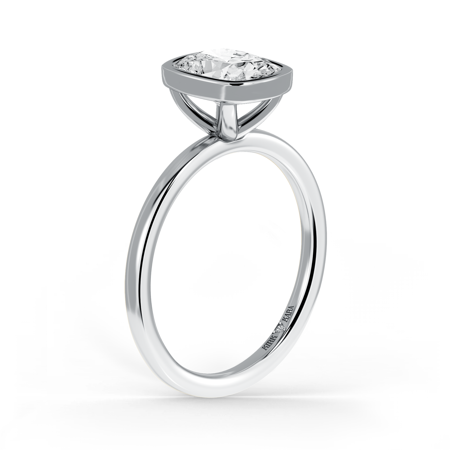 Preset Bezel Cushion Solitaire Engagement Ring - Center Diamond Included