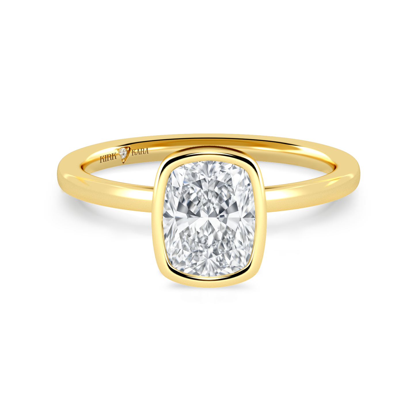 Preset Bezel Cushion Solitaire Engagement Ring - Center Diamond Included