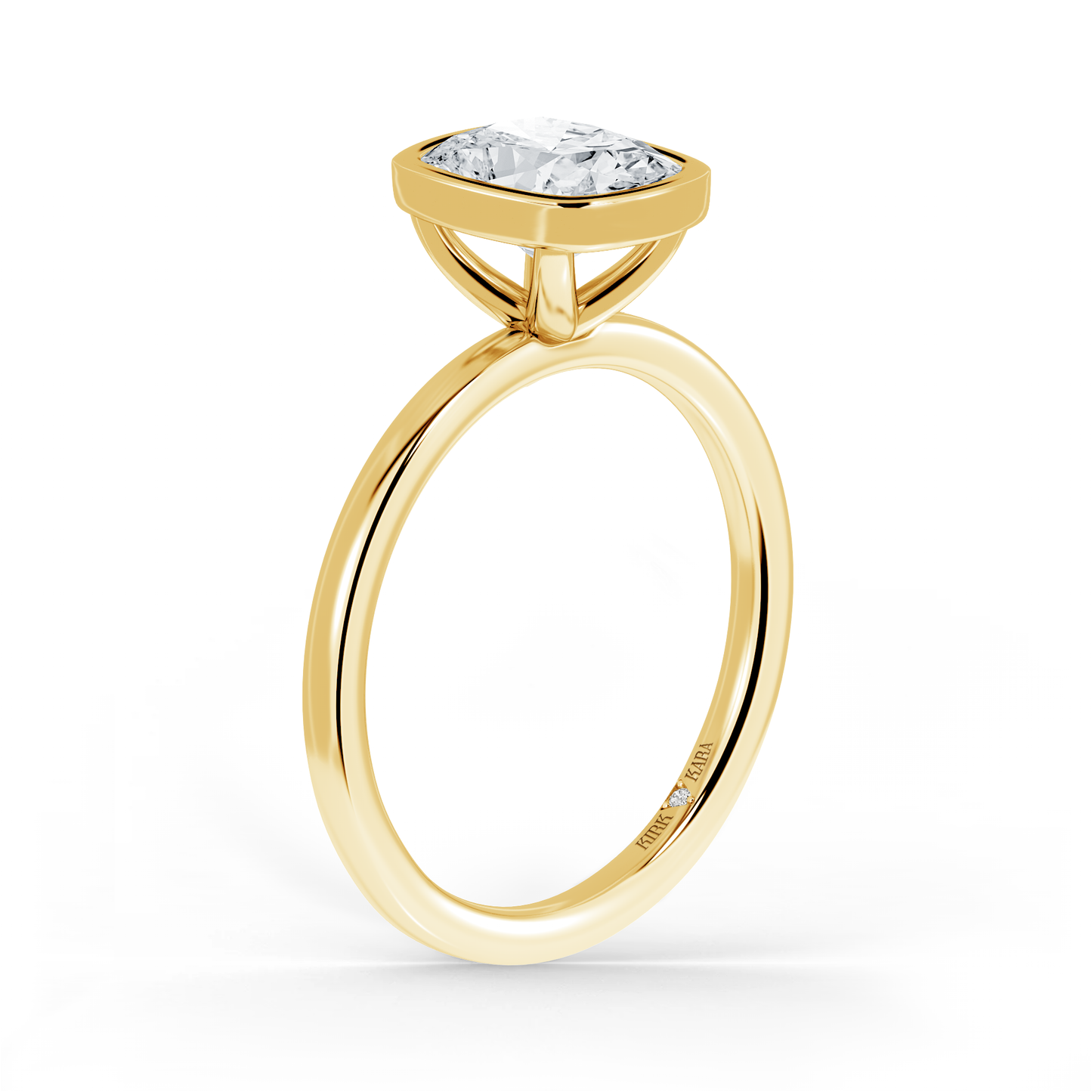 Preset Bezel Cushion Solitaire Engagement Ring - Center Diamond Included