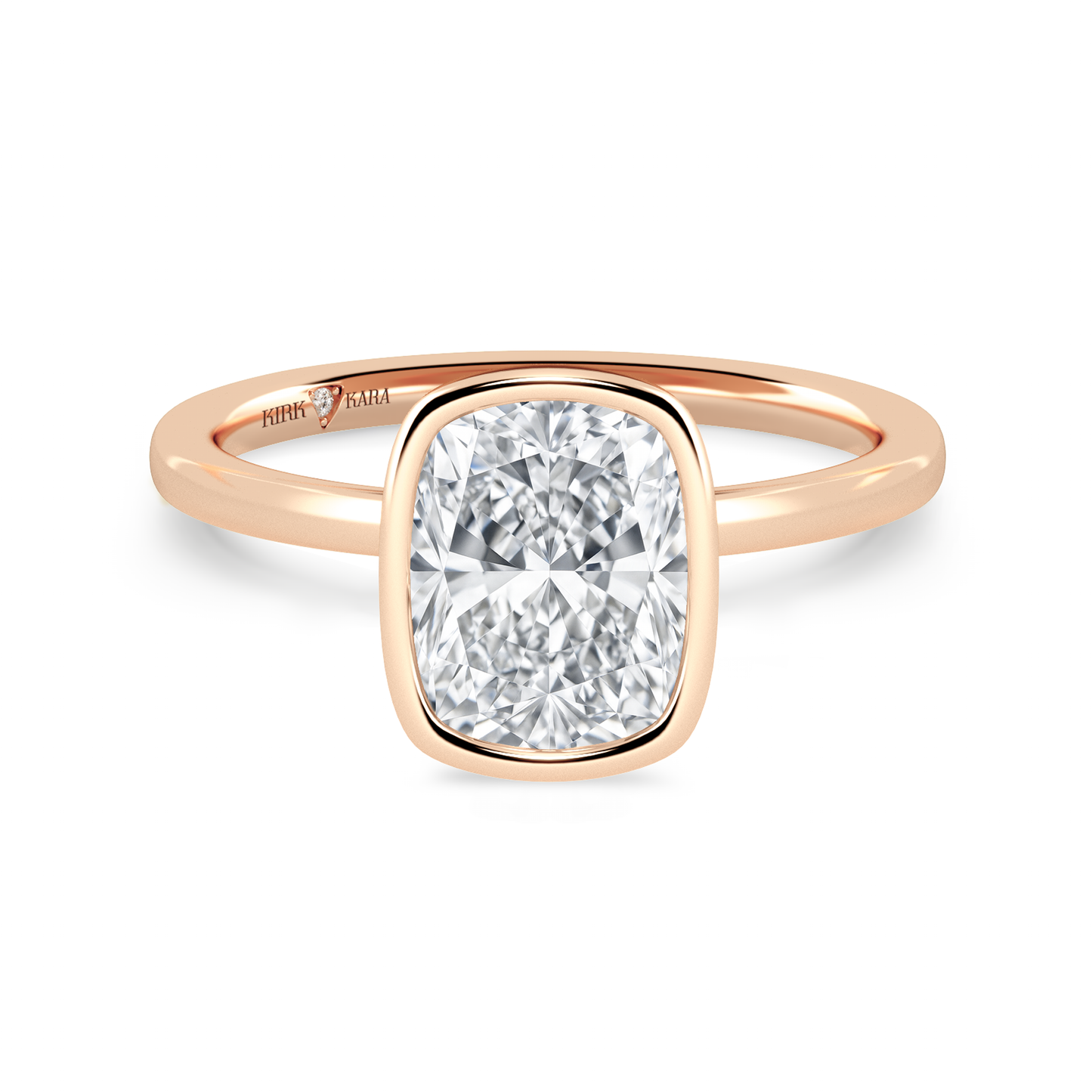 Preset Bezel Cushion Solitaire Engagement Ring - Center Diamond Included