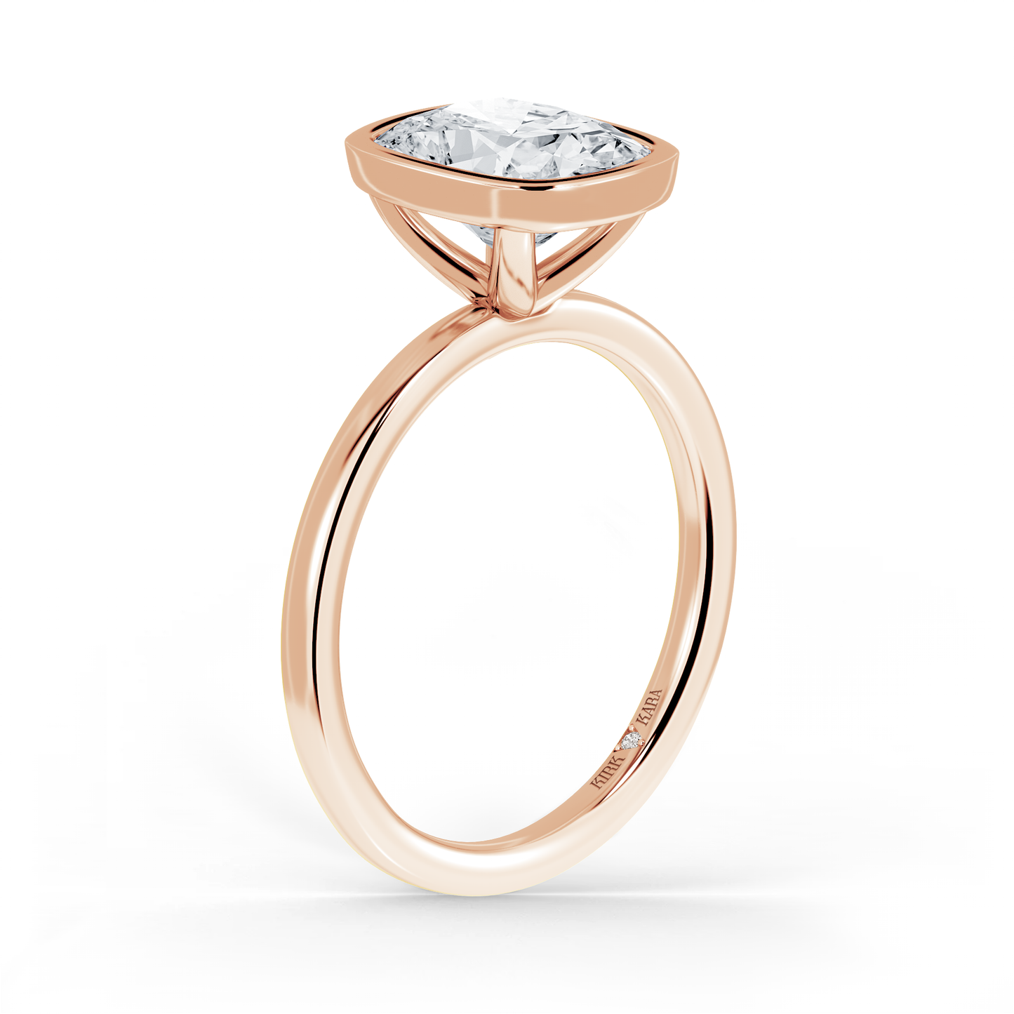 Preset Bezel Cushion Solitaire Engagement Ring - Center Diamond Included