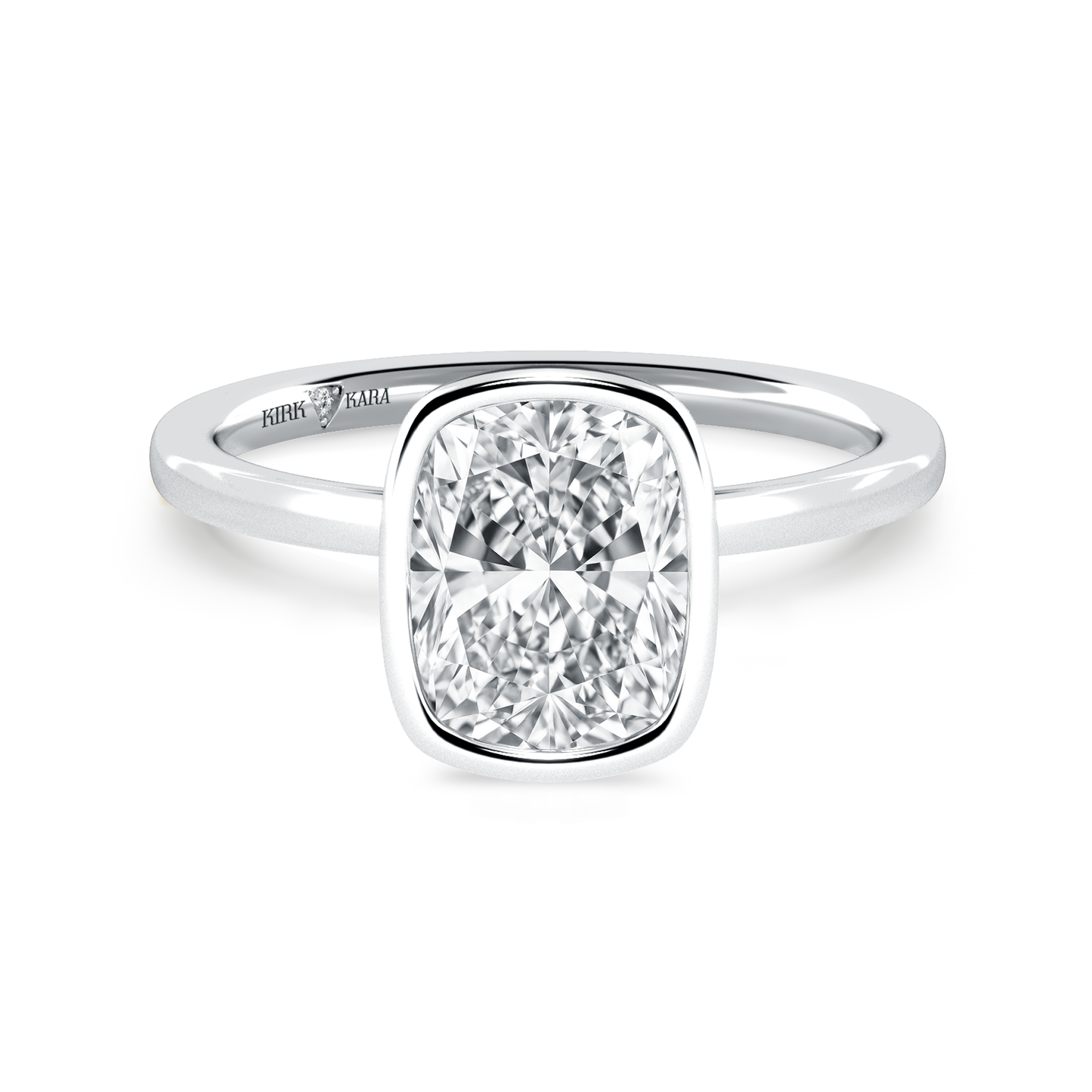 Preset Bezel Cushion Solitaire Engagement Ring - Center Diamond Included