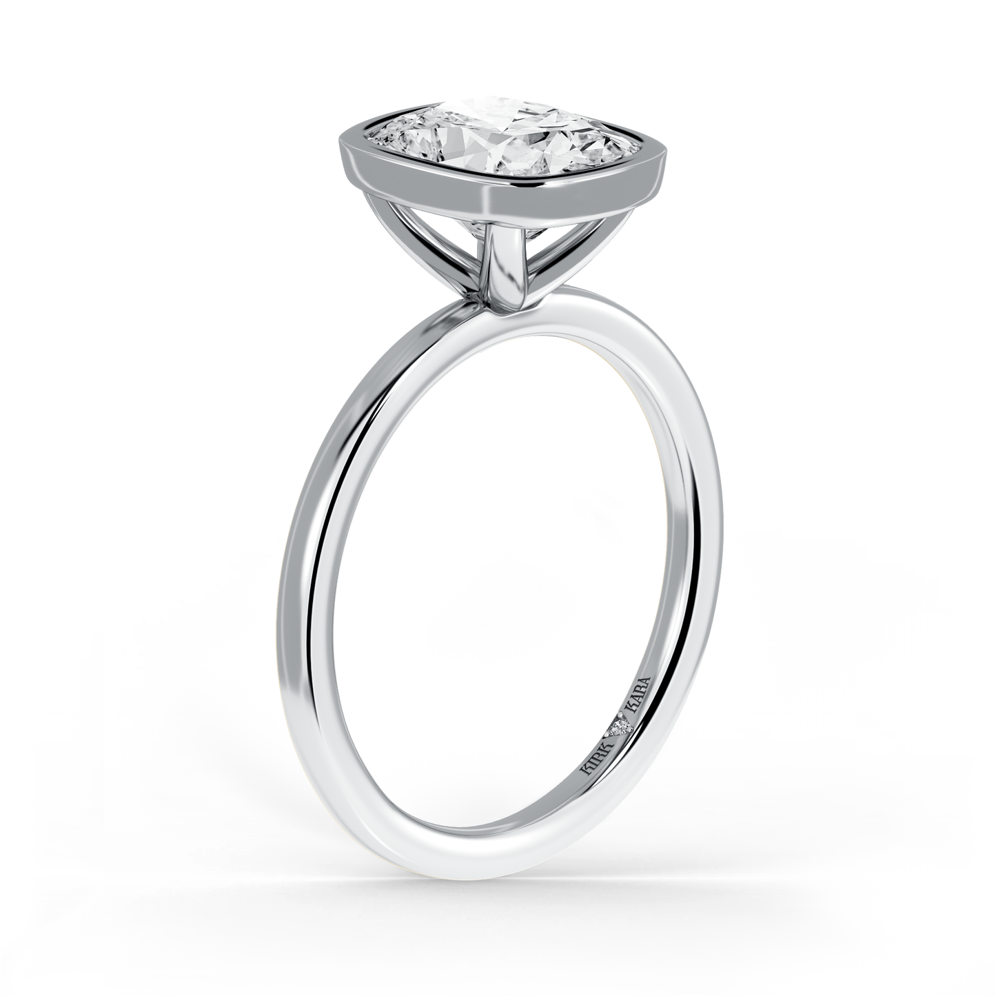 Preset Bezel Cushion Solitaire Engagement Ring - Center Diamond Included