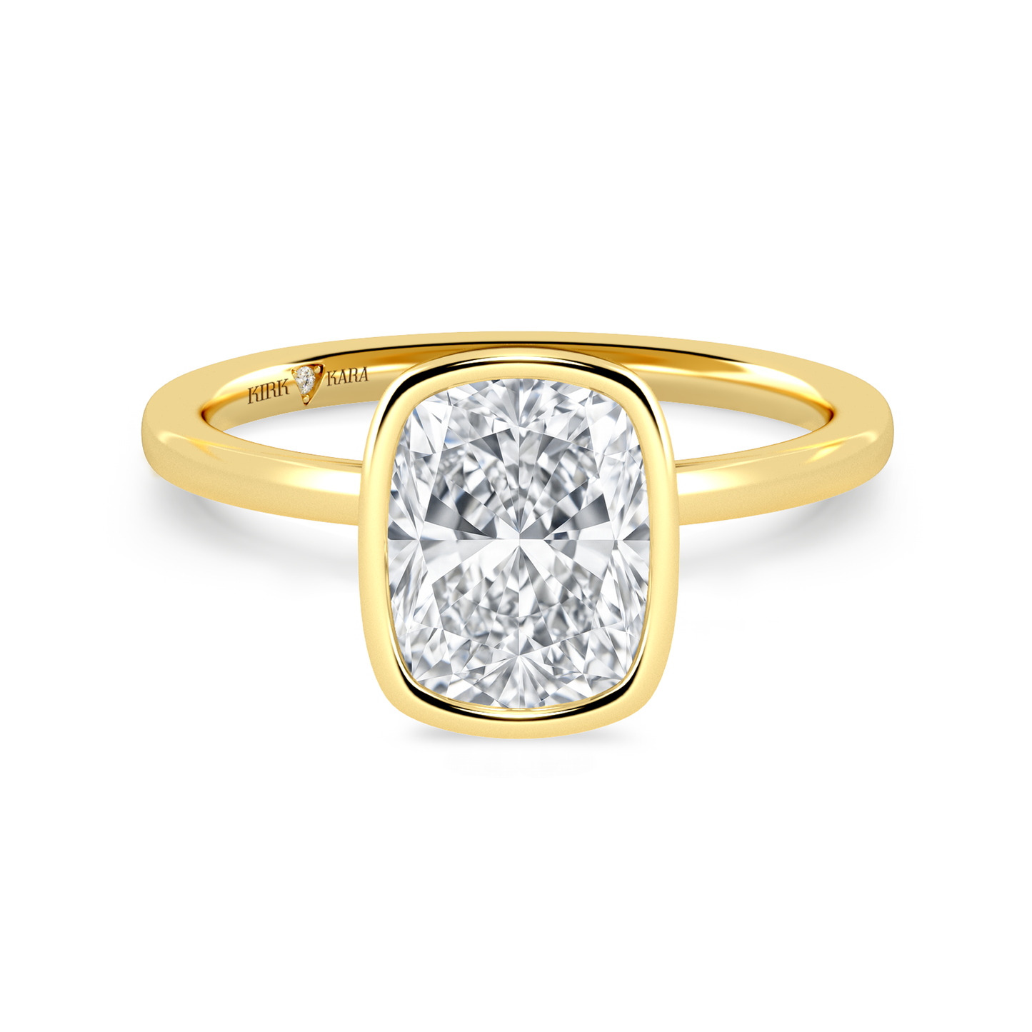 Preset Bezel Cushion Solitaire Engagement Ring - Center Diamond Included